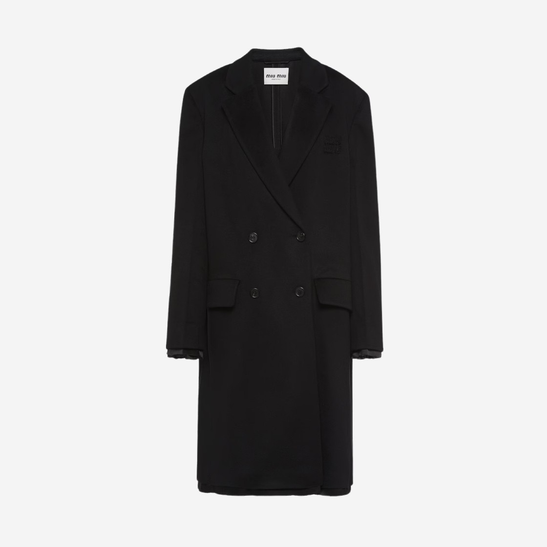 (W) Miu Miu Double Breasted Velour Coat Black 상세 이미지 1