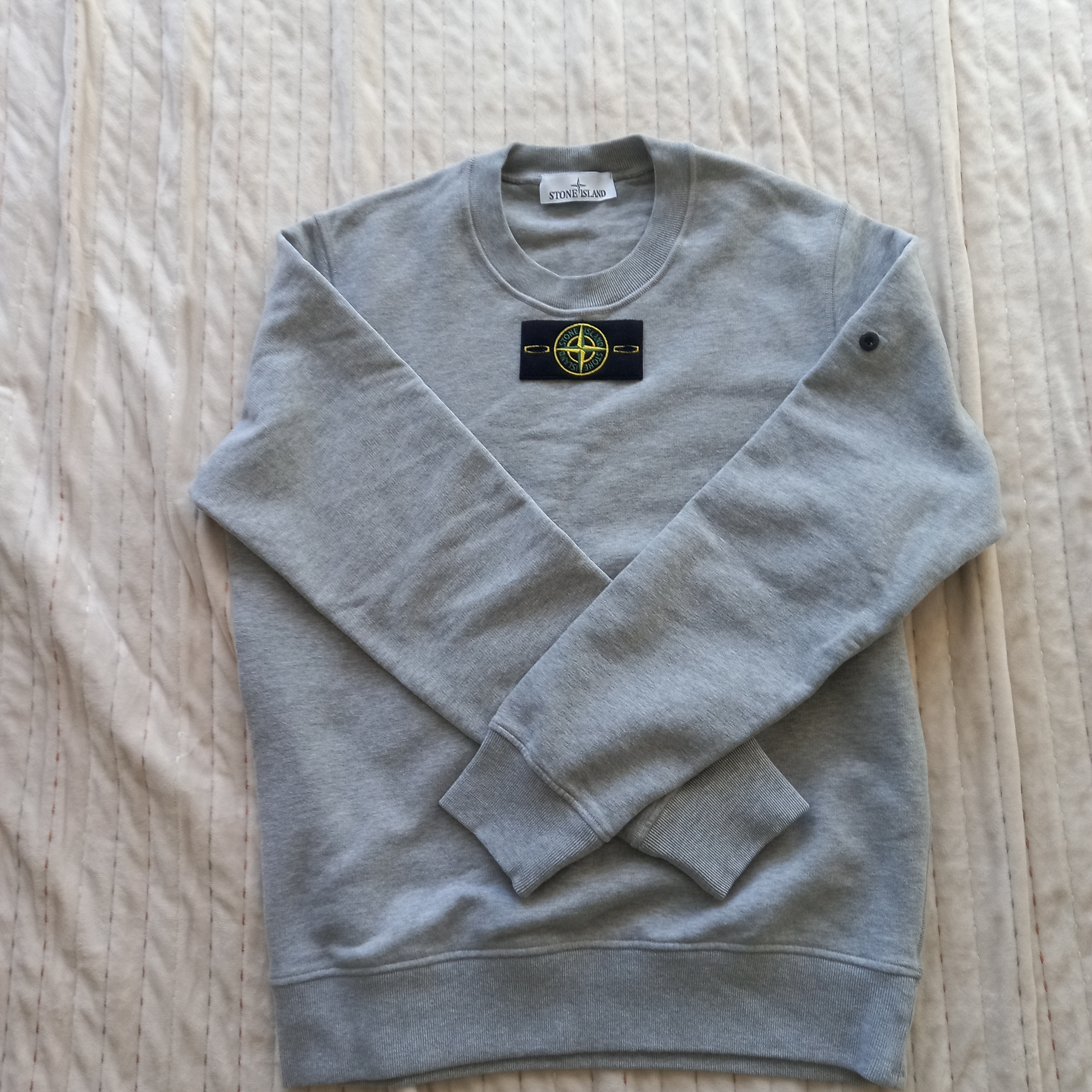 Stone Island 63020 Crewneck Sweatshirt Melange Grey - 22FW 착용 스타일 - 1