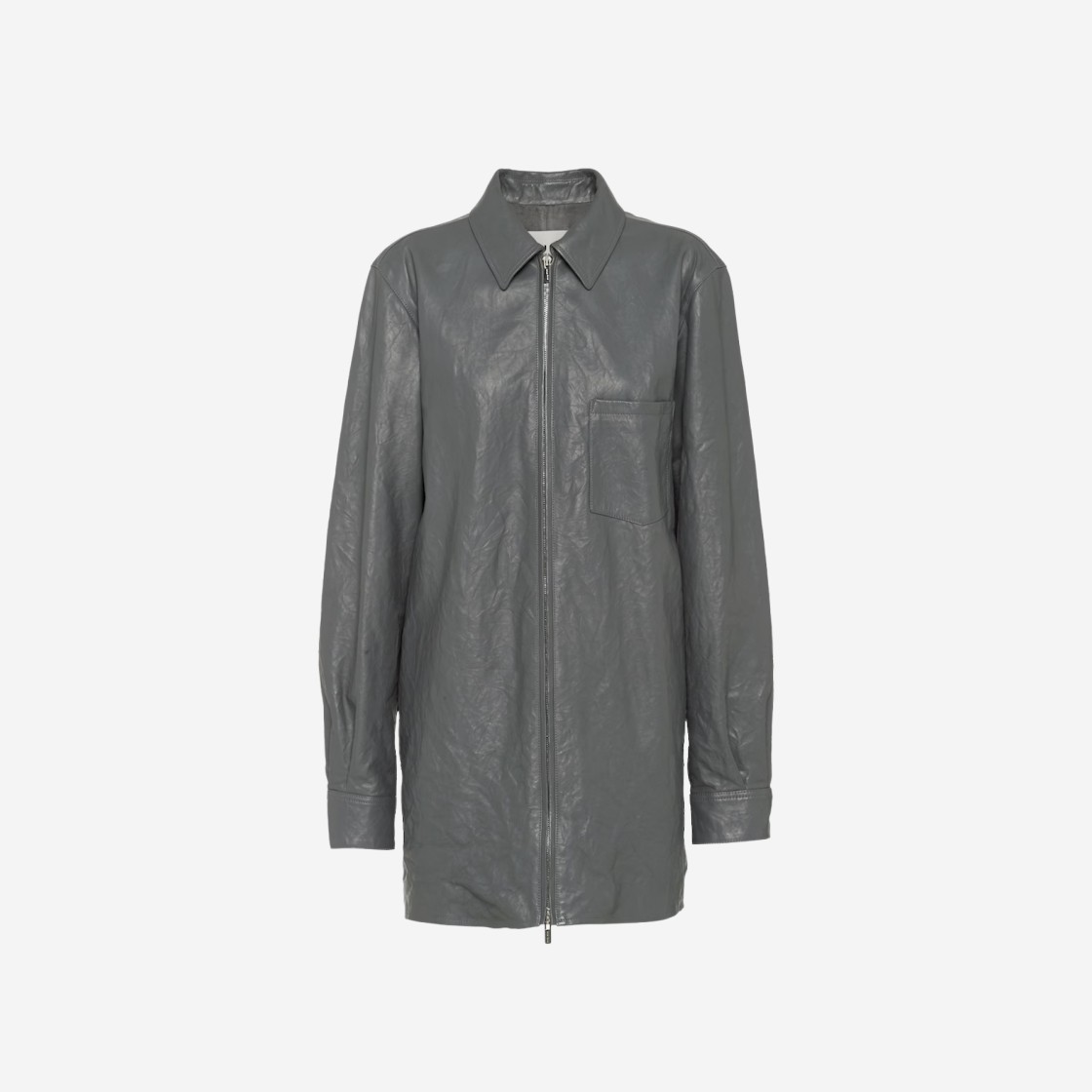 (W) Miu Miu Nappa Leather Shirt Iron Grey 상세 이미지 1