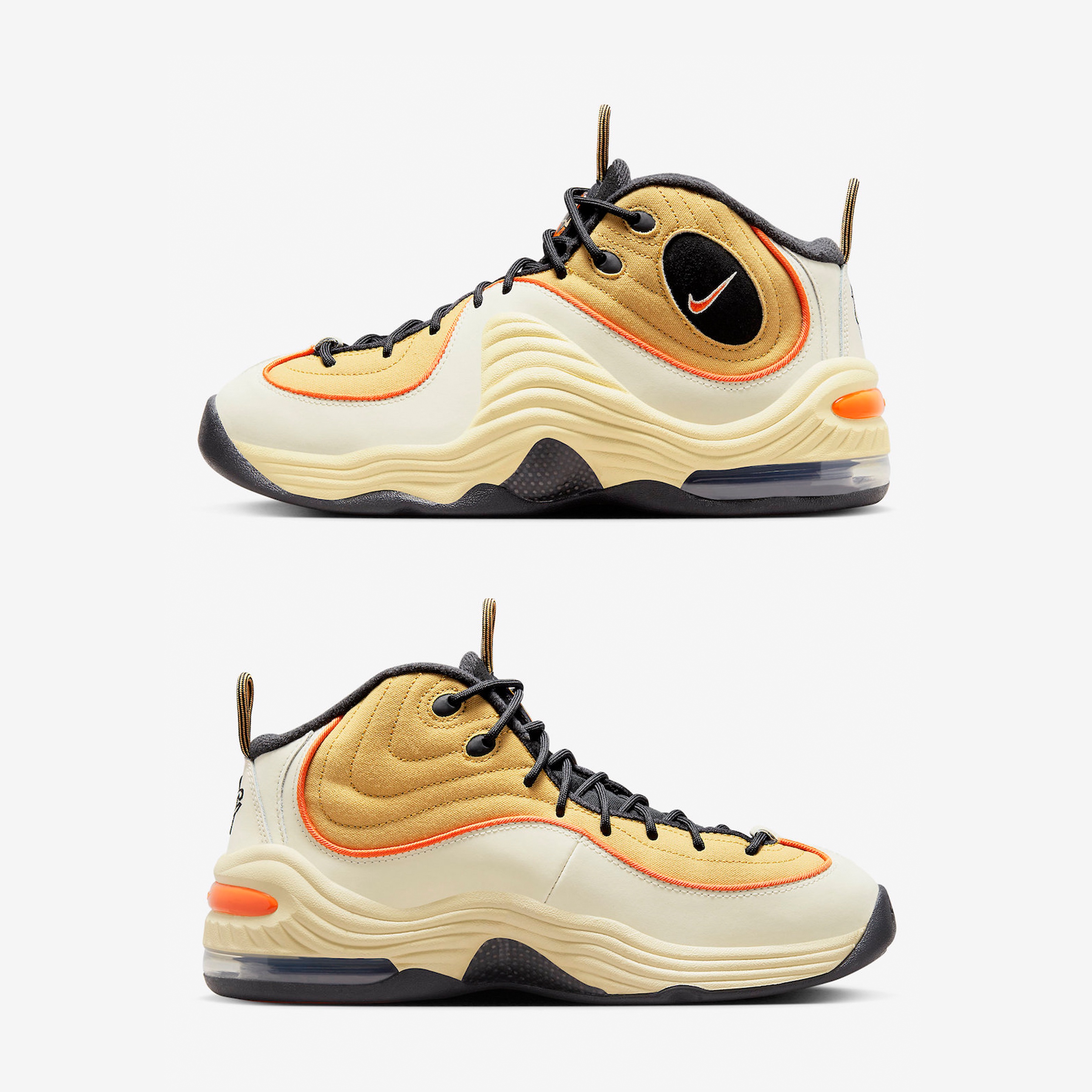 Nike Air Penny II Wheat Gold and Safety Orange 착용 스타일 - 3