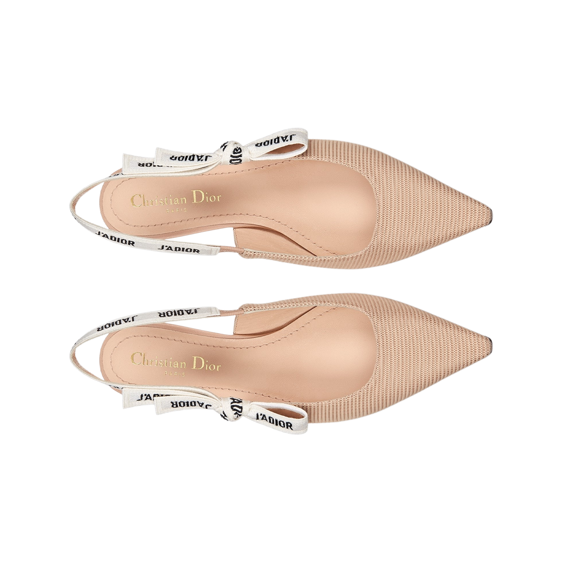 (W) 디올 자디올 슬링백 발레리나 플랫 테크니컬 패브릭 누드((W) Dior J'adior Slingback Ballerina Flat Technical Fabric Nude) - 2