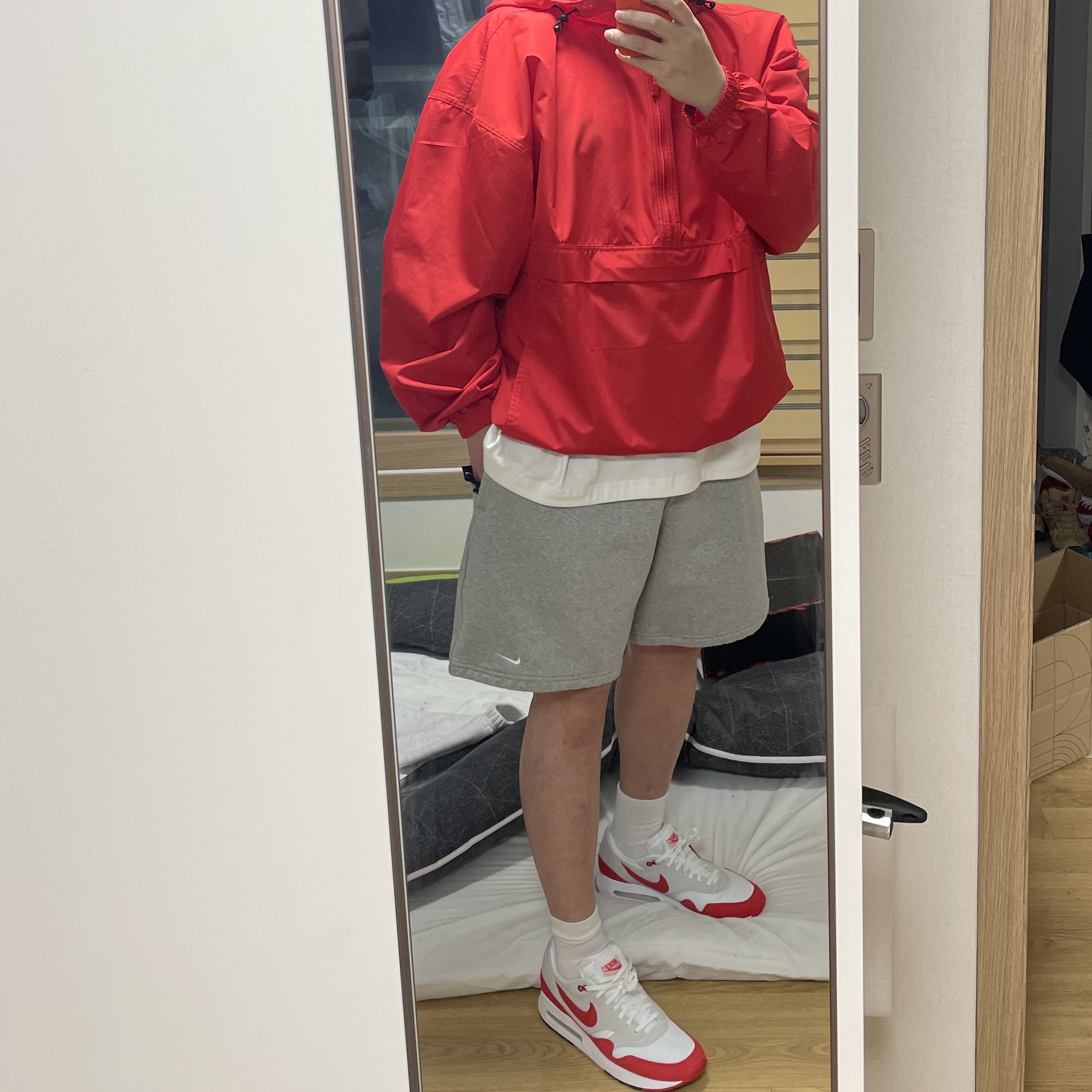 Nike Air Max 1 '86 Original Big Bubble, Nike NRG Solo Swoosh Fleece Shorts Dark Grey Heather - Asia 착용 스타일 - 2