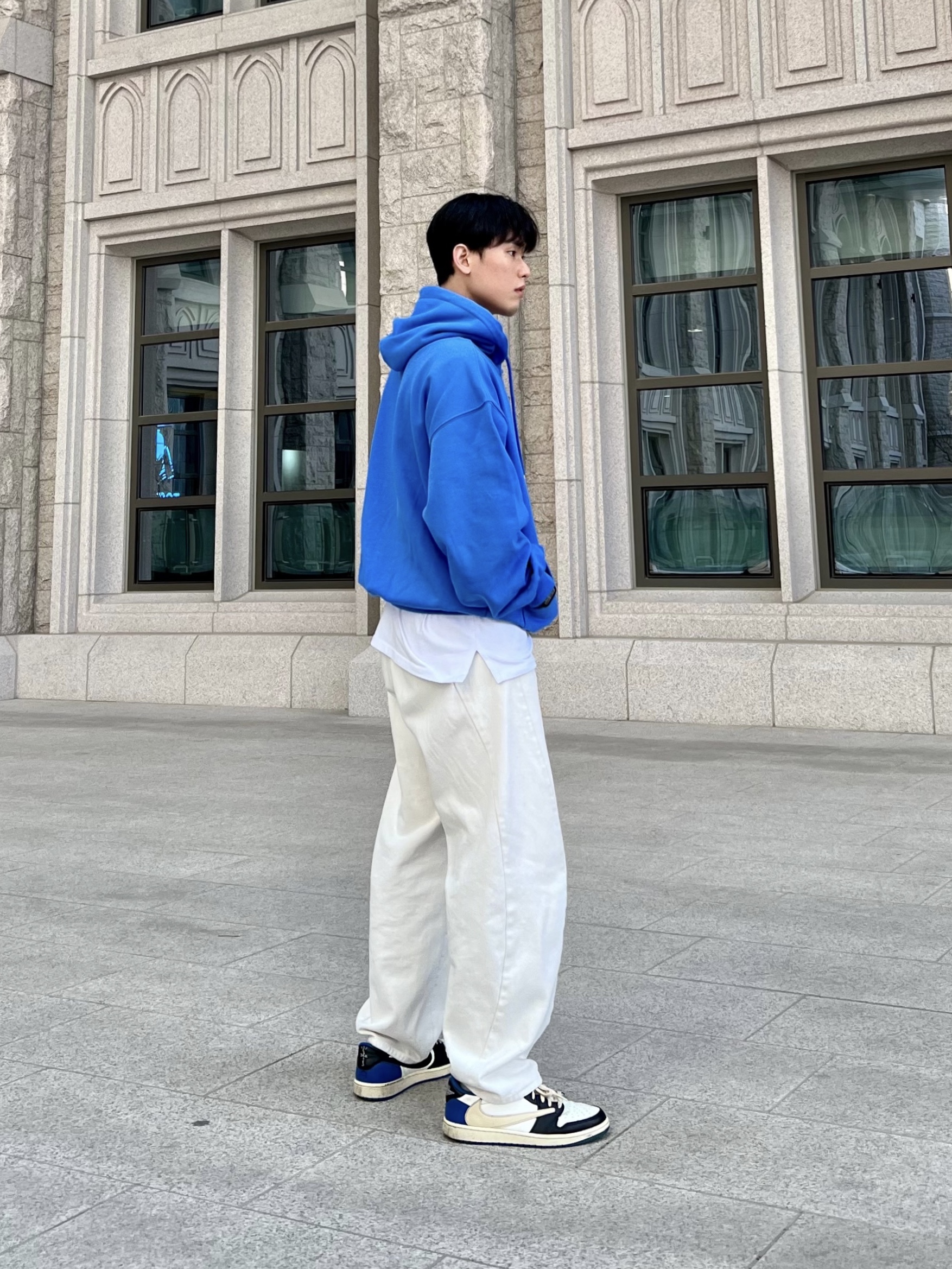 Jordan 1 x Travis Scott x Fragment Retro Low OG SP Military Blue 착용 스타일