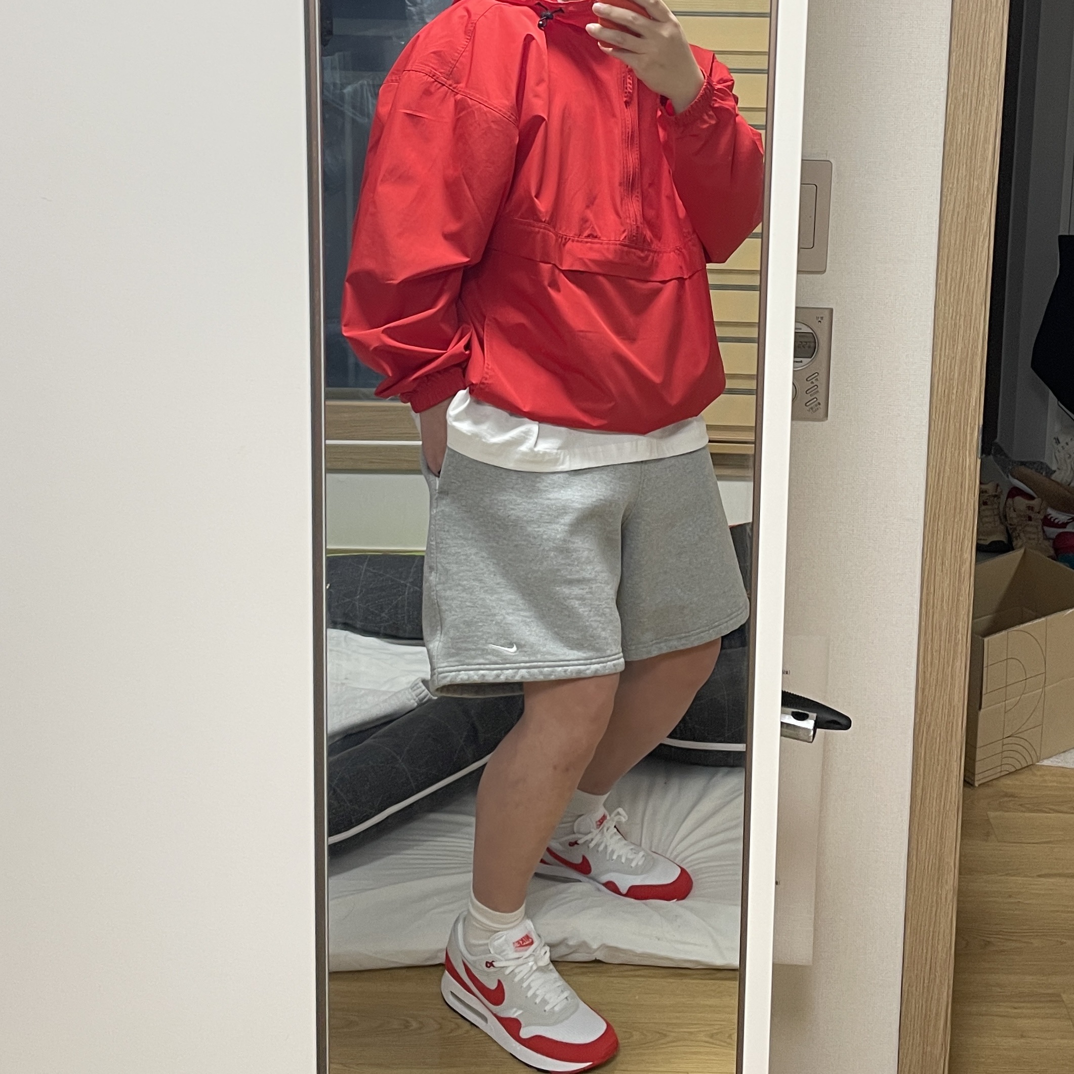 Nike Air Max 1 '86 Original Big Bubble, Nike NRG Solo Swoosh Fleece Shorts Dark Grey Heather - Asia 착용 스타일 - 1