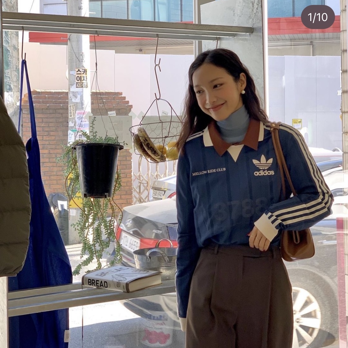Adidas Originals Grapic MRC Long Sleeve Jersey Crew Navy - US Sizing, Adidas Originals Grapic MRC Long Sleeve Jersey Crew Navy - KR Sizing 착용 스타일 - 4