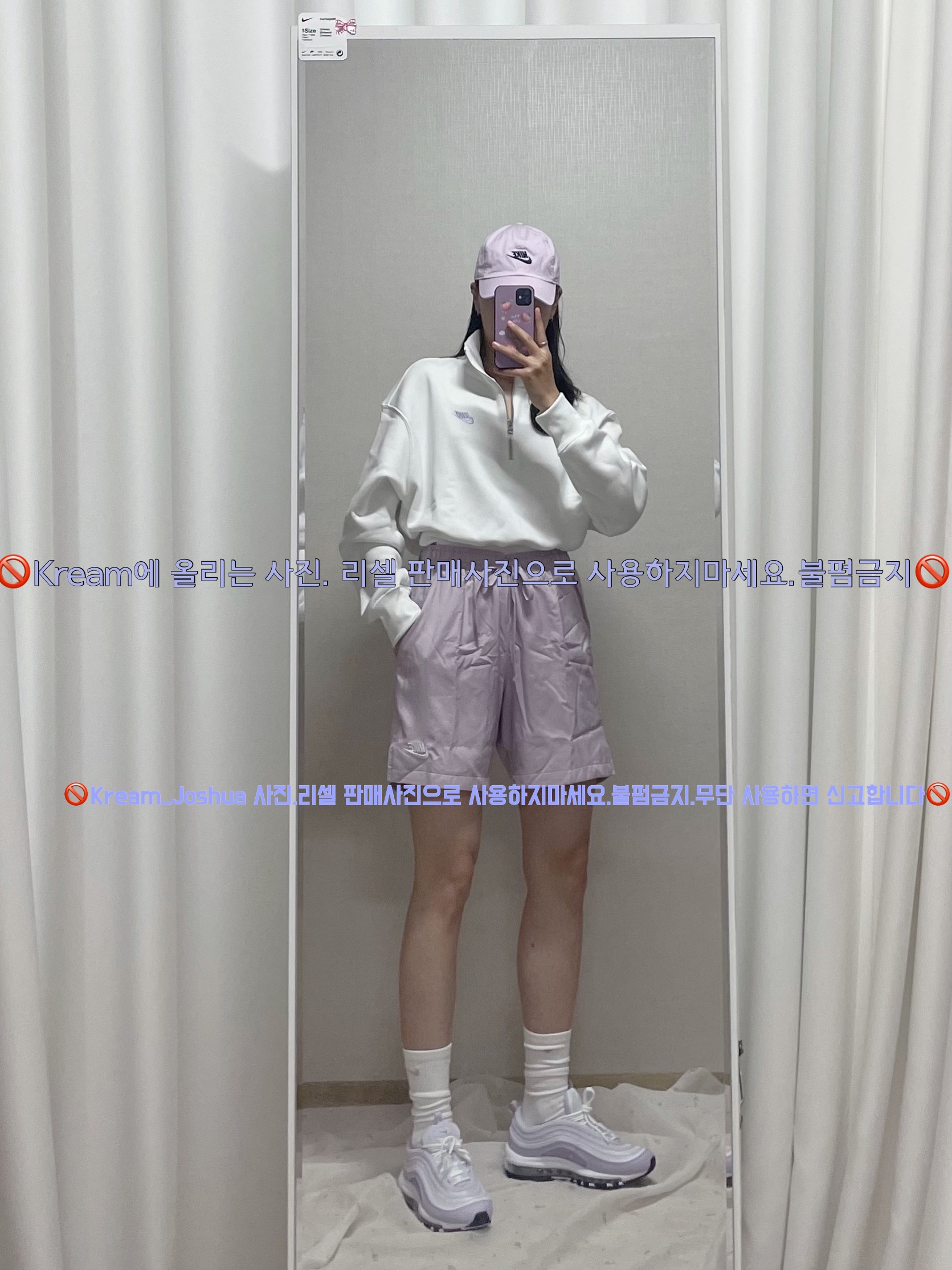 Nike NSW Woven Shorts Iced Lilac - Asia, (GS) Nike Air Max 97 White Metallic Silver 착용 스타일 - 1