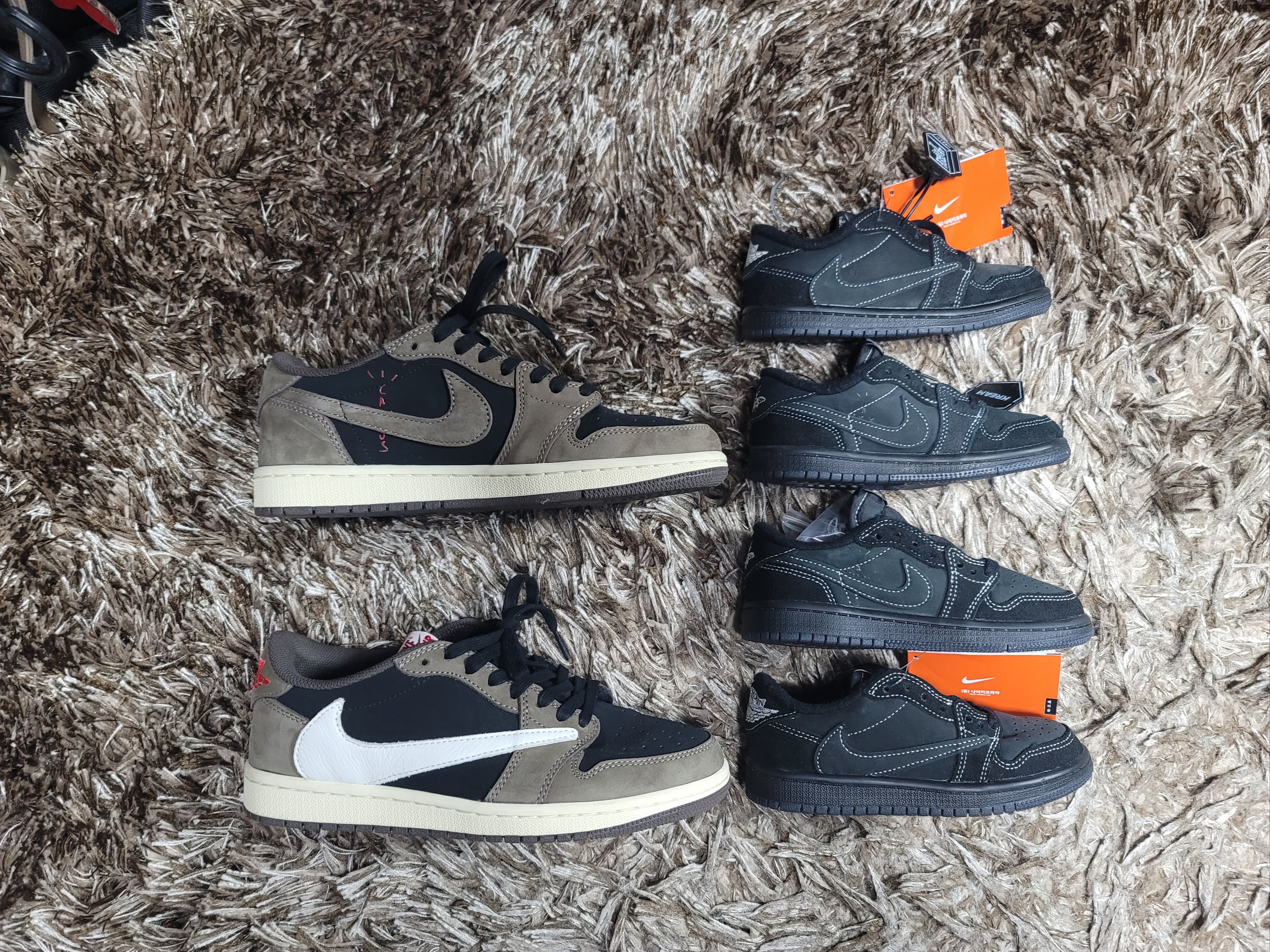 (TD) Jordan 1 x Travis Scott Retro Low OG SP Black Phantom, (PS) Jordan 1 x Travis Scott Retro Low OG SP Black Phantom 착용 스타일 - 1