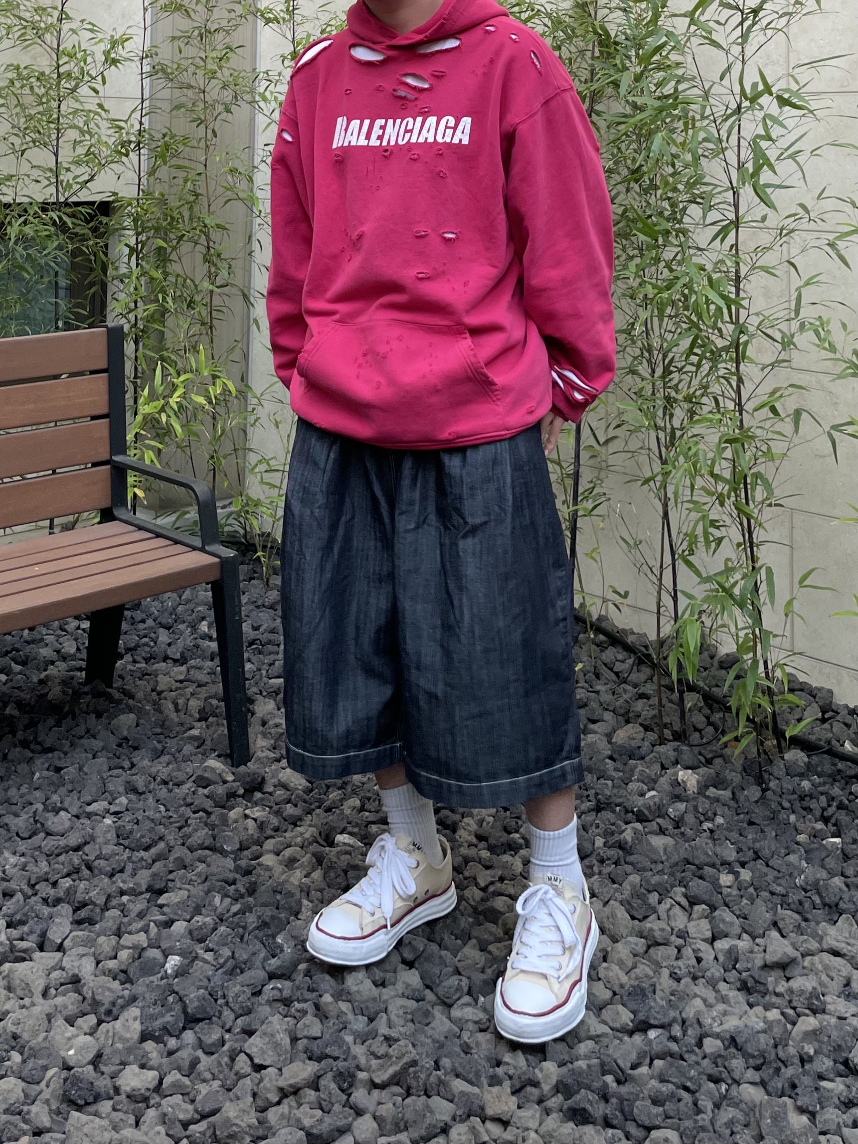 Maison Mihara Yasuhiro Peterson OG Sole Canvas Low-top Sneakers Natural 착용 스타일 - 3