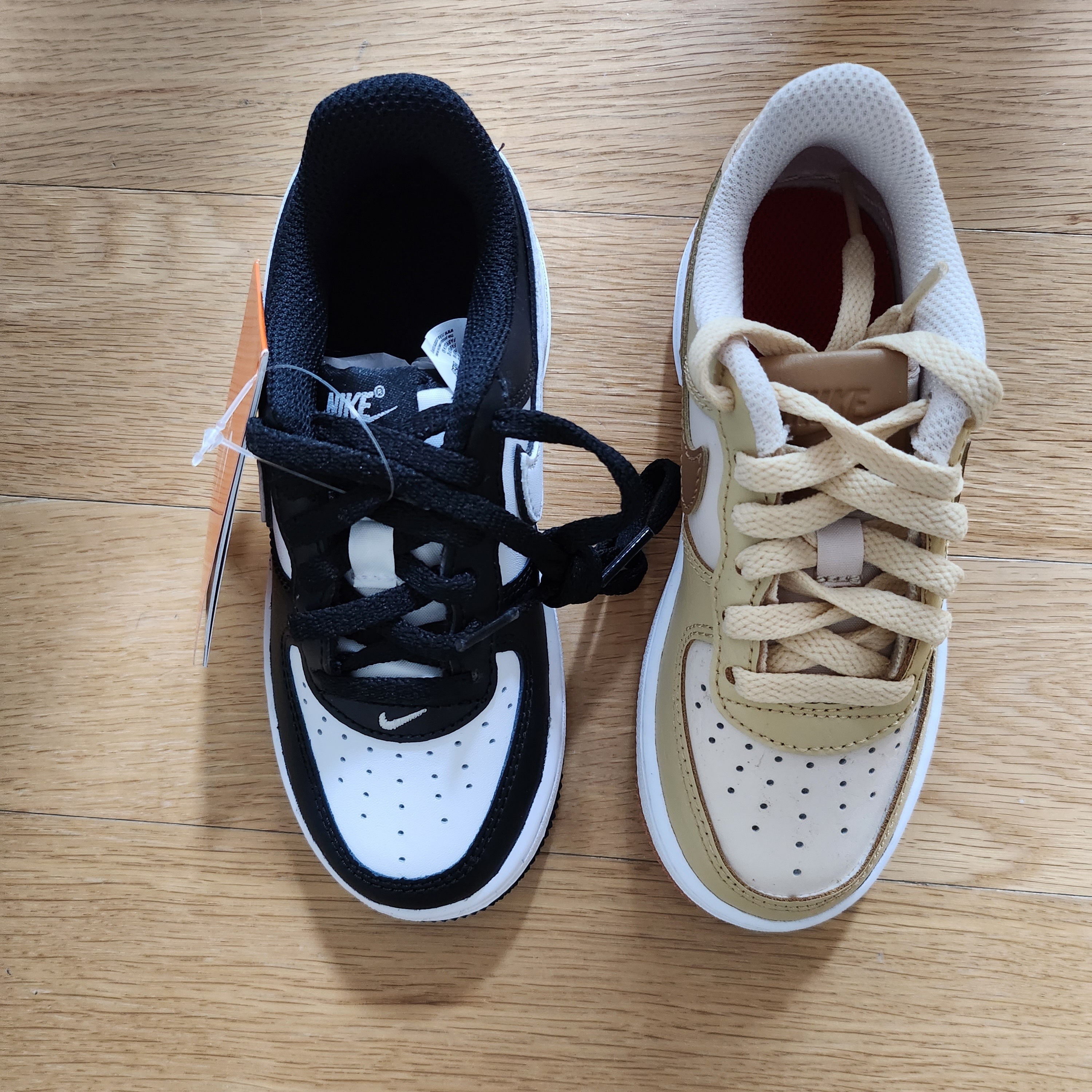(PS) Nike Air Force 1 LV8 2 Black White, (PS) Nike Force 1 LV8 Pearl White Ale Brown 착용 스타일 - 2