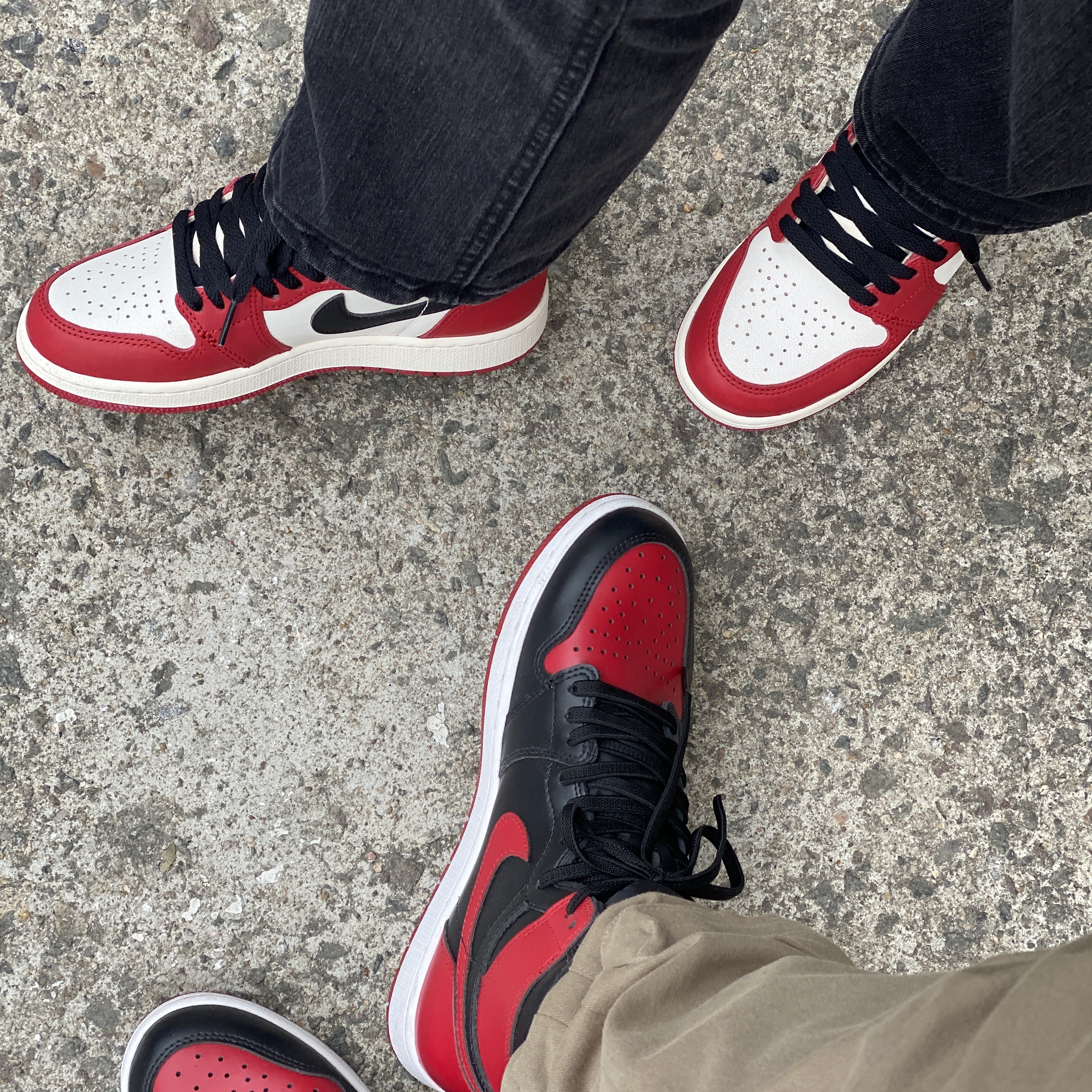 Jordan 1 Retro High OG Bred Banned 2016, (GS) Jordan 1 Retro High OG Chicago 2022 착용 스타일