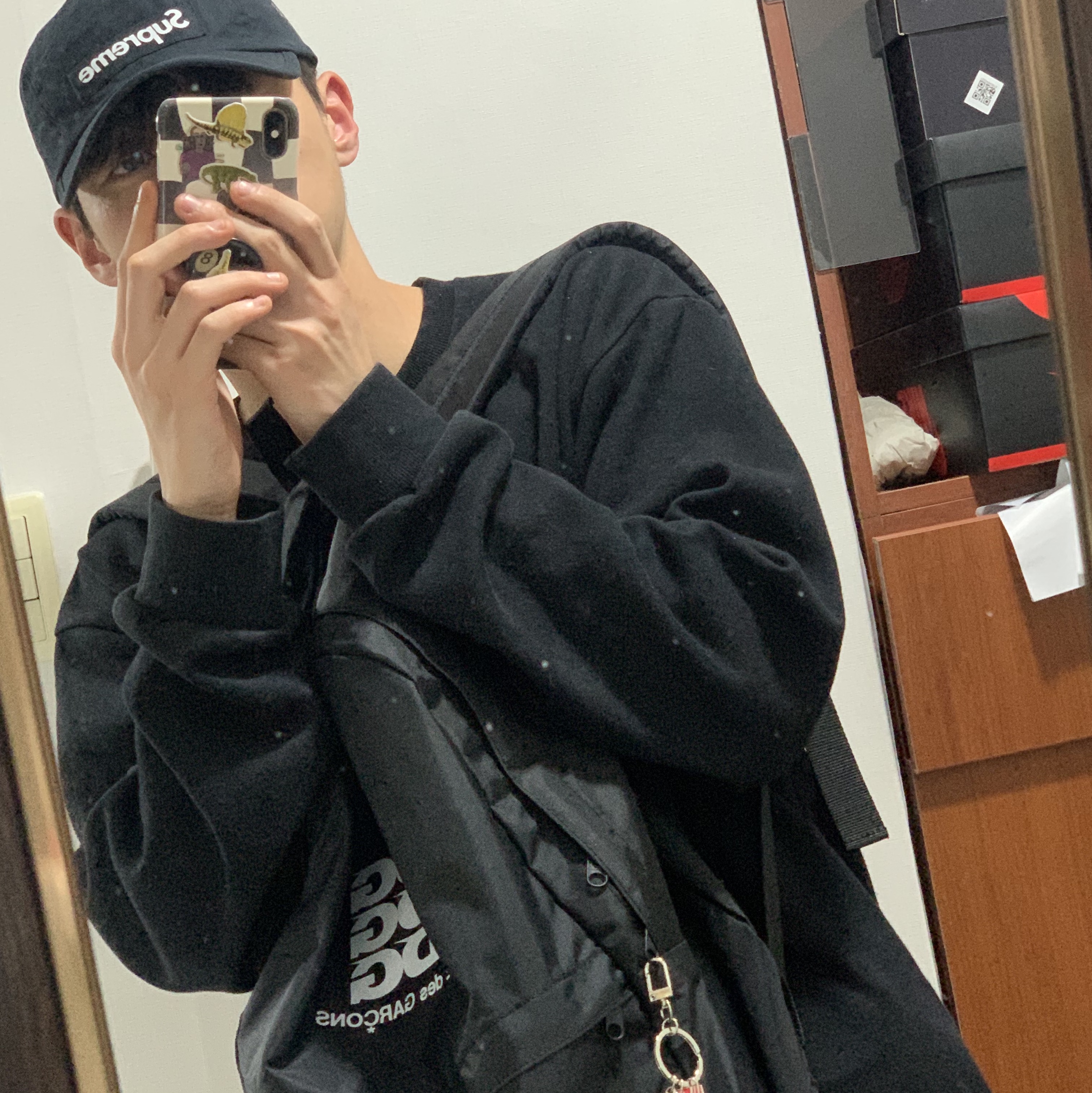 CDG Backpack Black, Supreme Ventile Camp Cap Black - 22FW 착용 스타일
