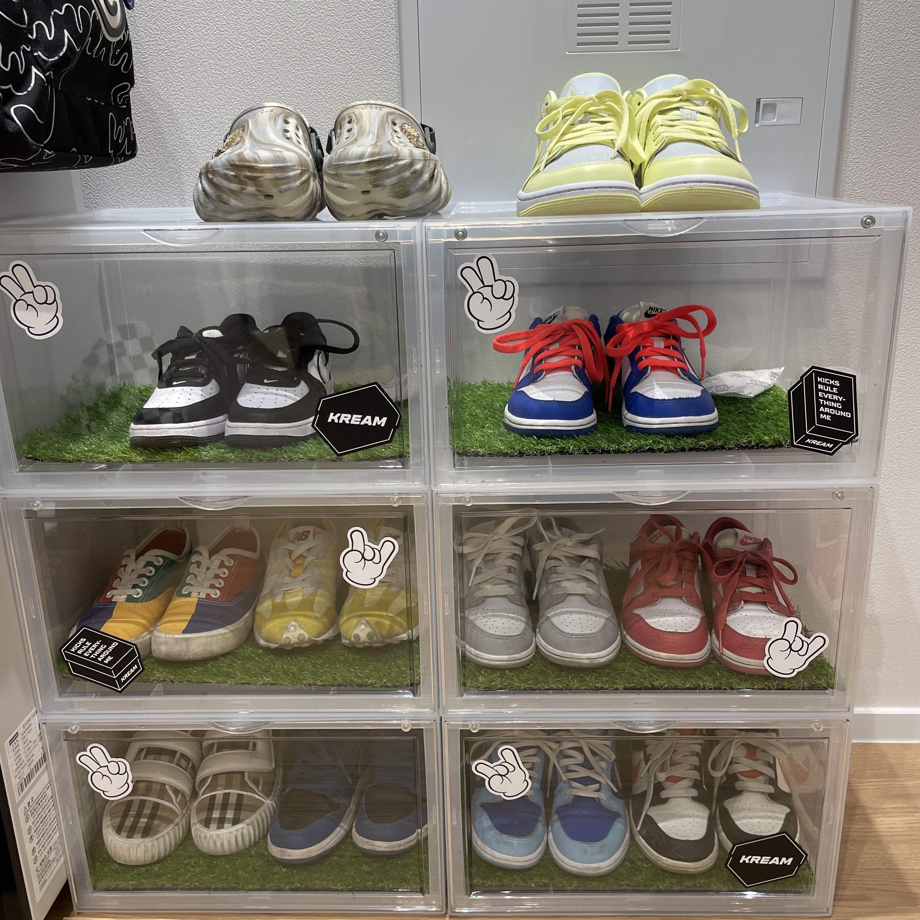 (PS) Nike Air Force 1 LV8 2 Black White, (PS) Nike Dunk Low Bright Crimson Game Royal 착용 스타일