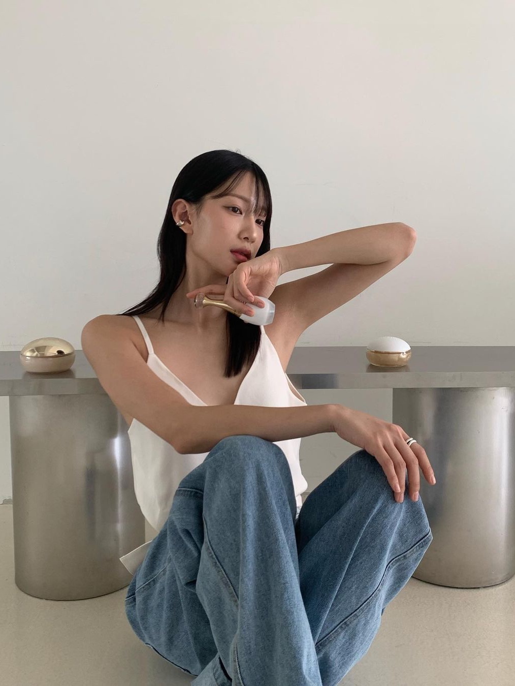 Haveless Women Cecil Back Ribbon Blouse Creme 착용 스타일
