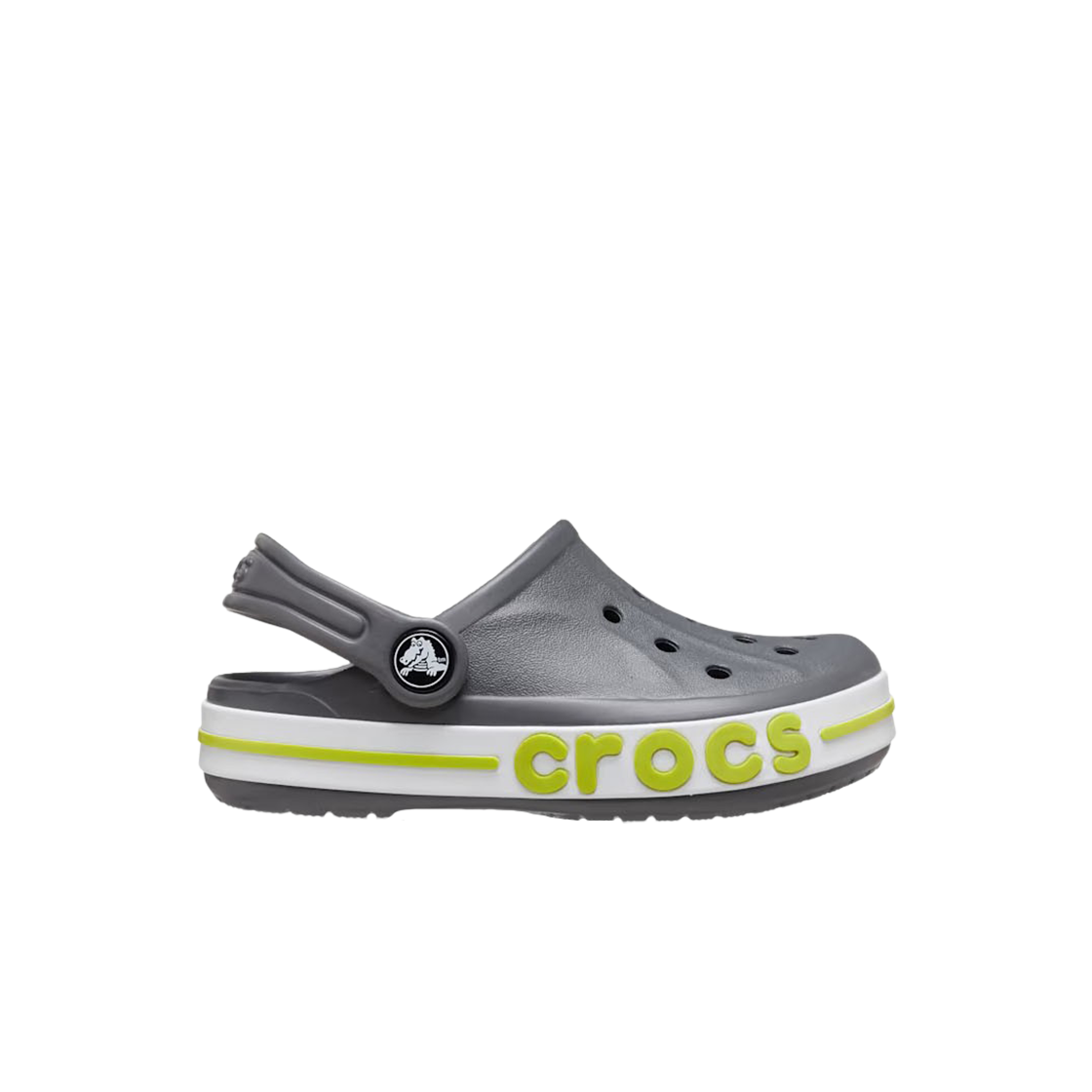 (키즈) 크록스 바야밴드 클로그 슬레이트 그레이 라임 펀치((Kids) Crocs Bayaband Clog Slate Grey Lime Punch)