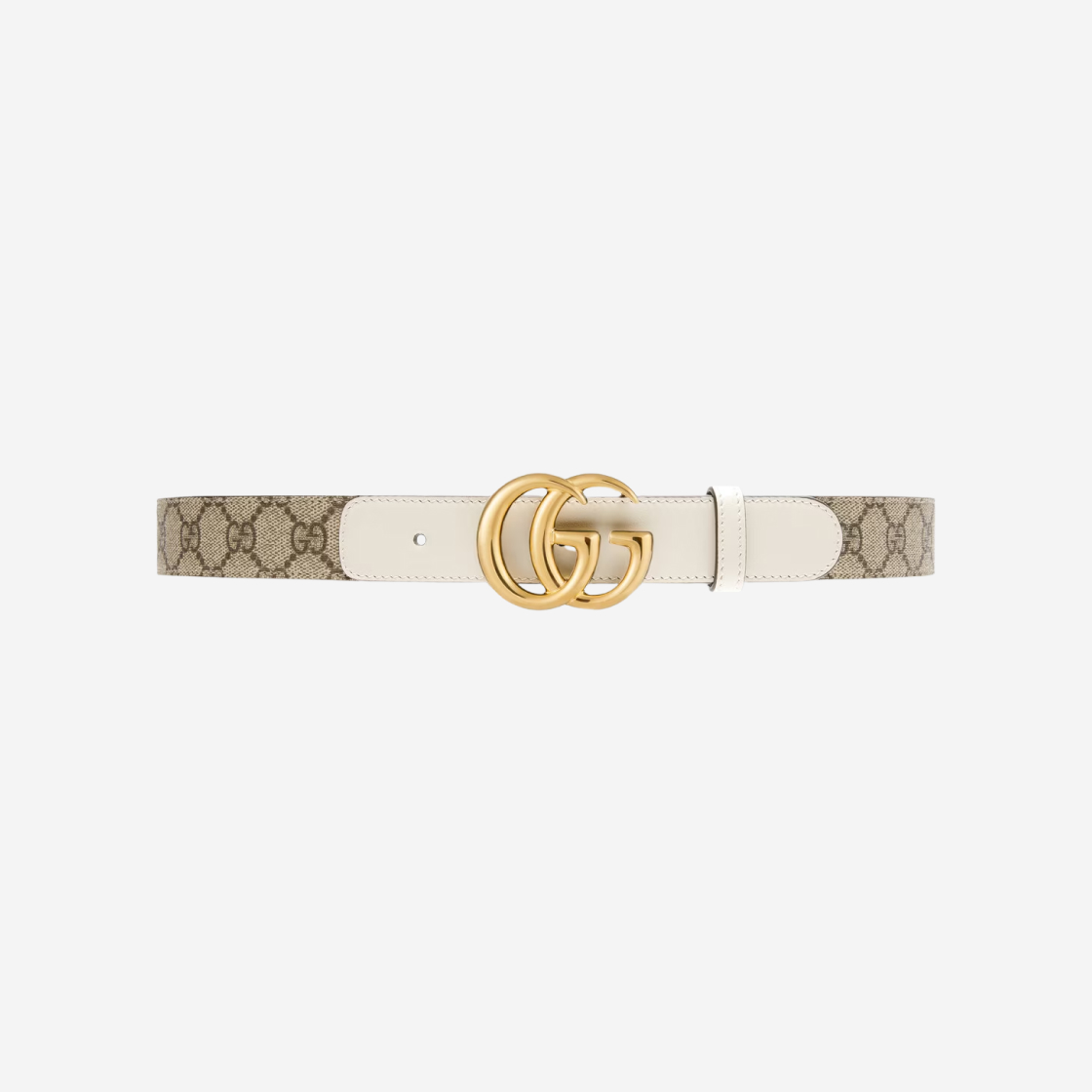 (W) Gucci GG Supreme Canvas Thin Marmont Belt Beige Ebony White 상세 이미지 1