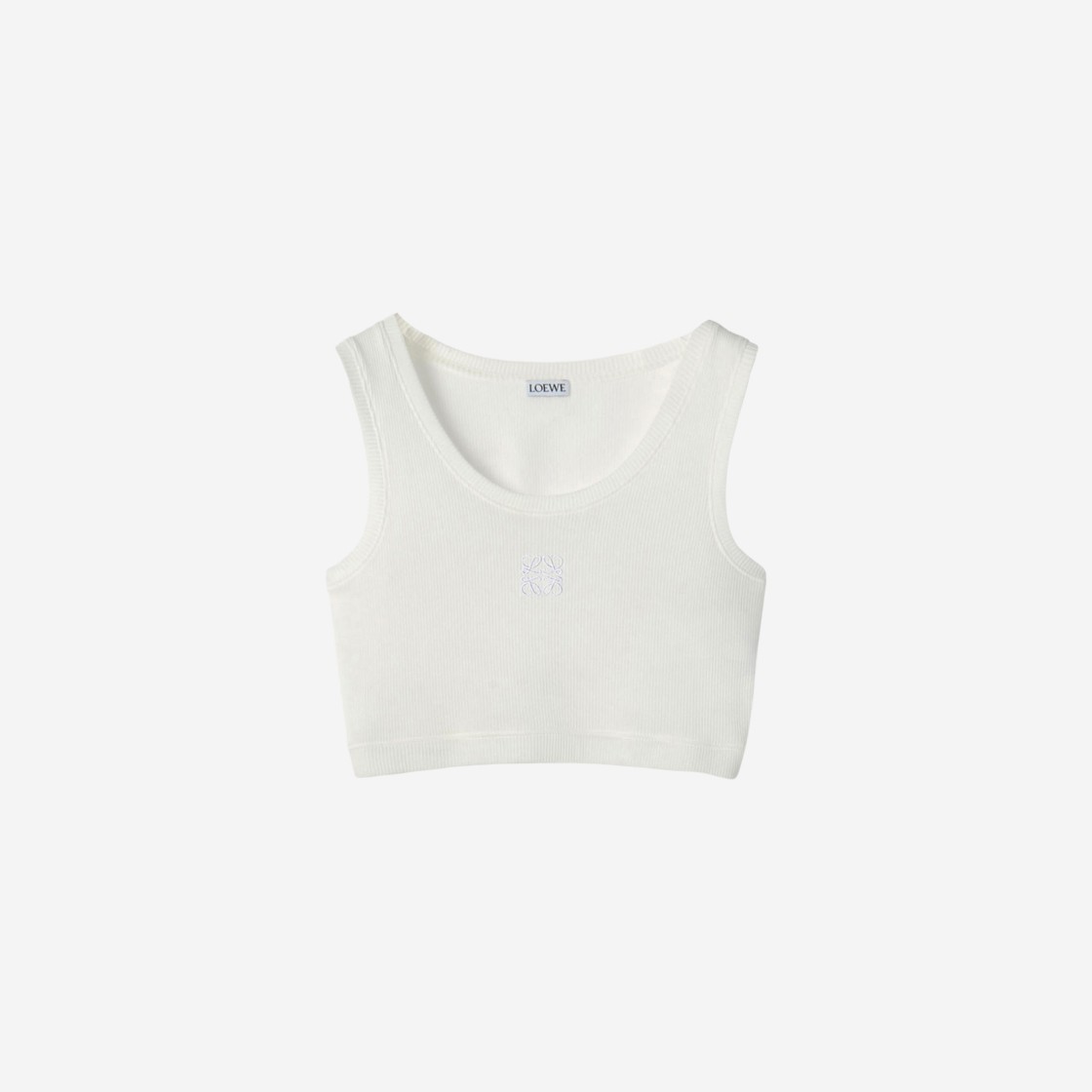 (W) Loewe Anagram Cropped Tank Top in Cotton White 상세 이미지 1