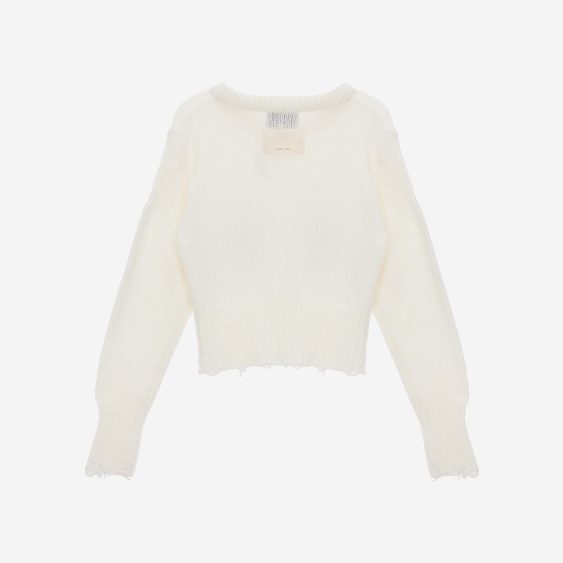 (W) Matin Kim Damage Solid Knit Pullover Ivory 상세 이미지 2