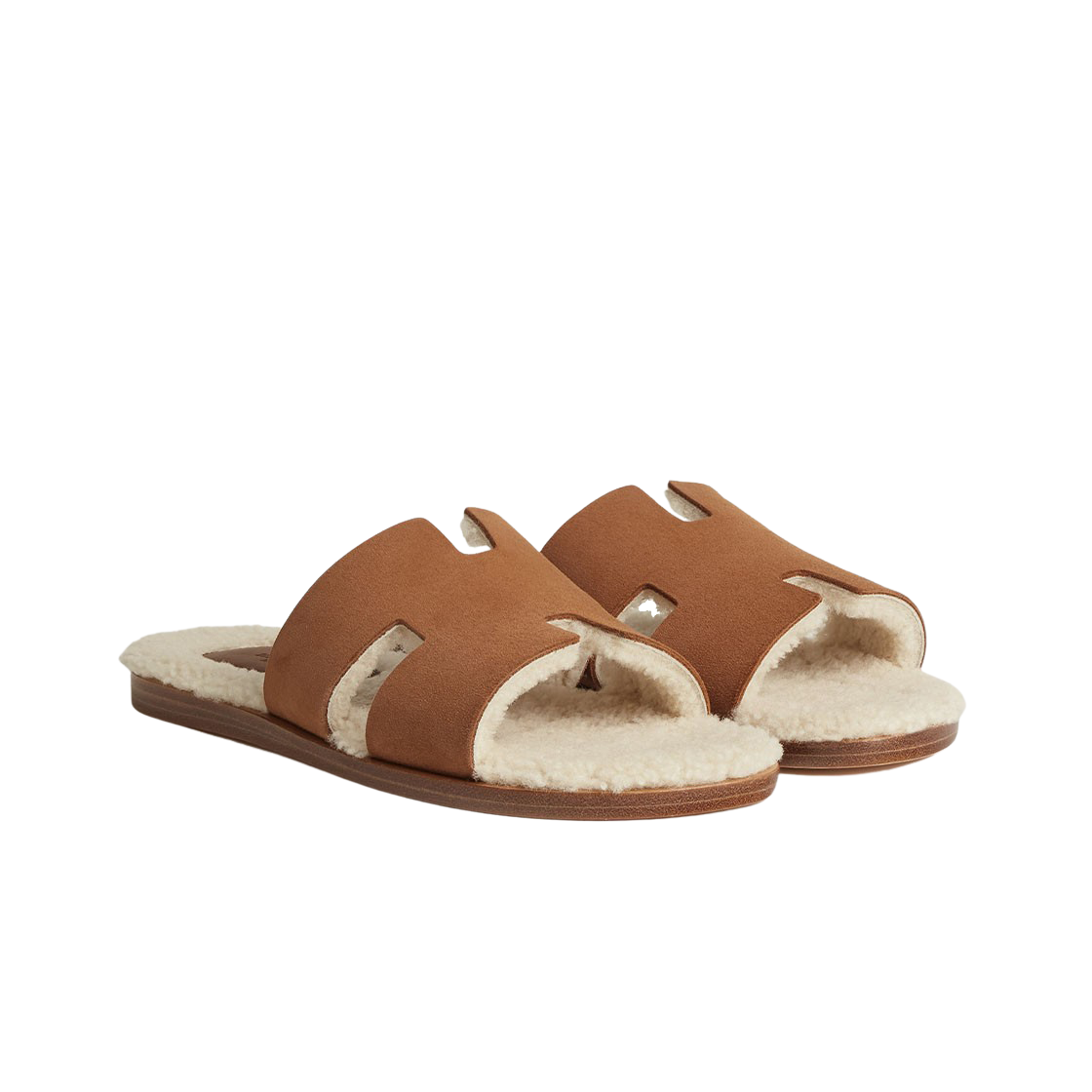 에르메스 이즈미르 샌들 스웨이드 고트스킨 울스킨 & 마론 텍 에크류(Hermes Izmir Sandal Suede Goatskin Woolskin & Marron Teck Ecru) - 2