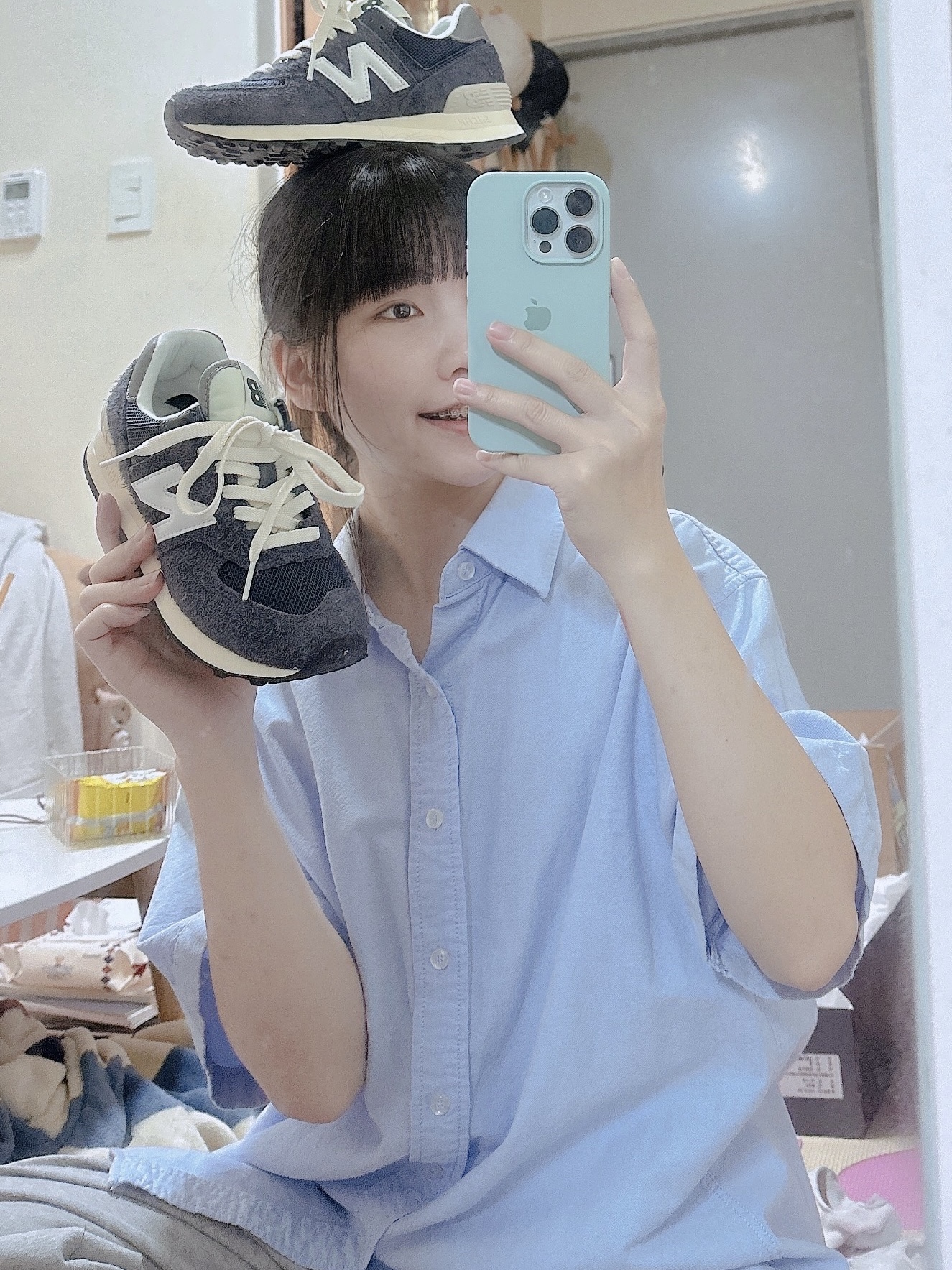 New Balance 574 Heritage Navy 착용 스타일