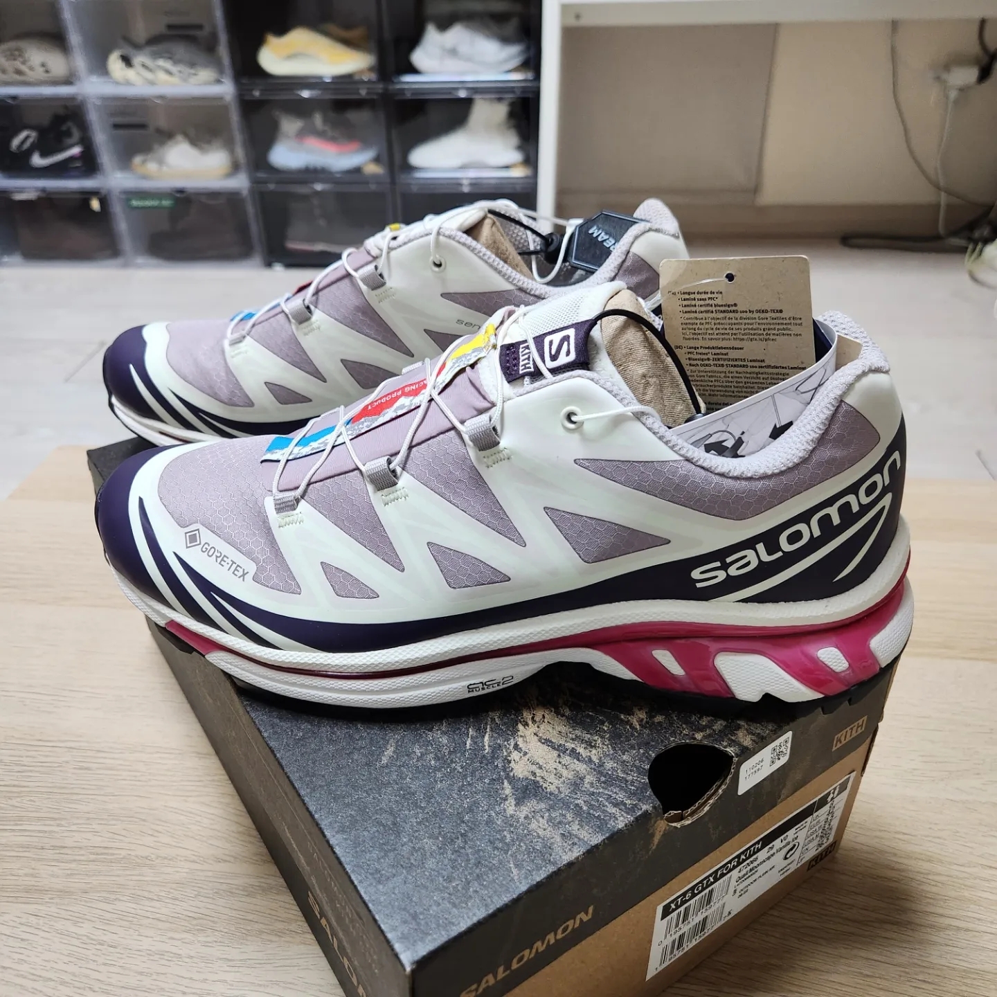 Salomon x Kith XT-6 Gore-Tex Quail Moonscape Vanilla Ice 착용 스타일 - 3