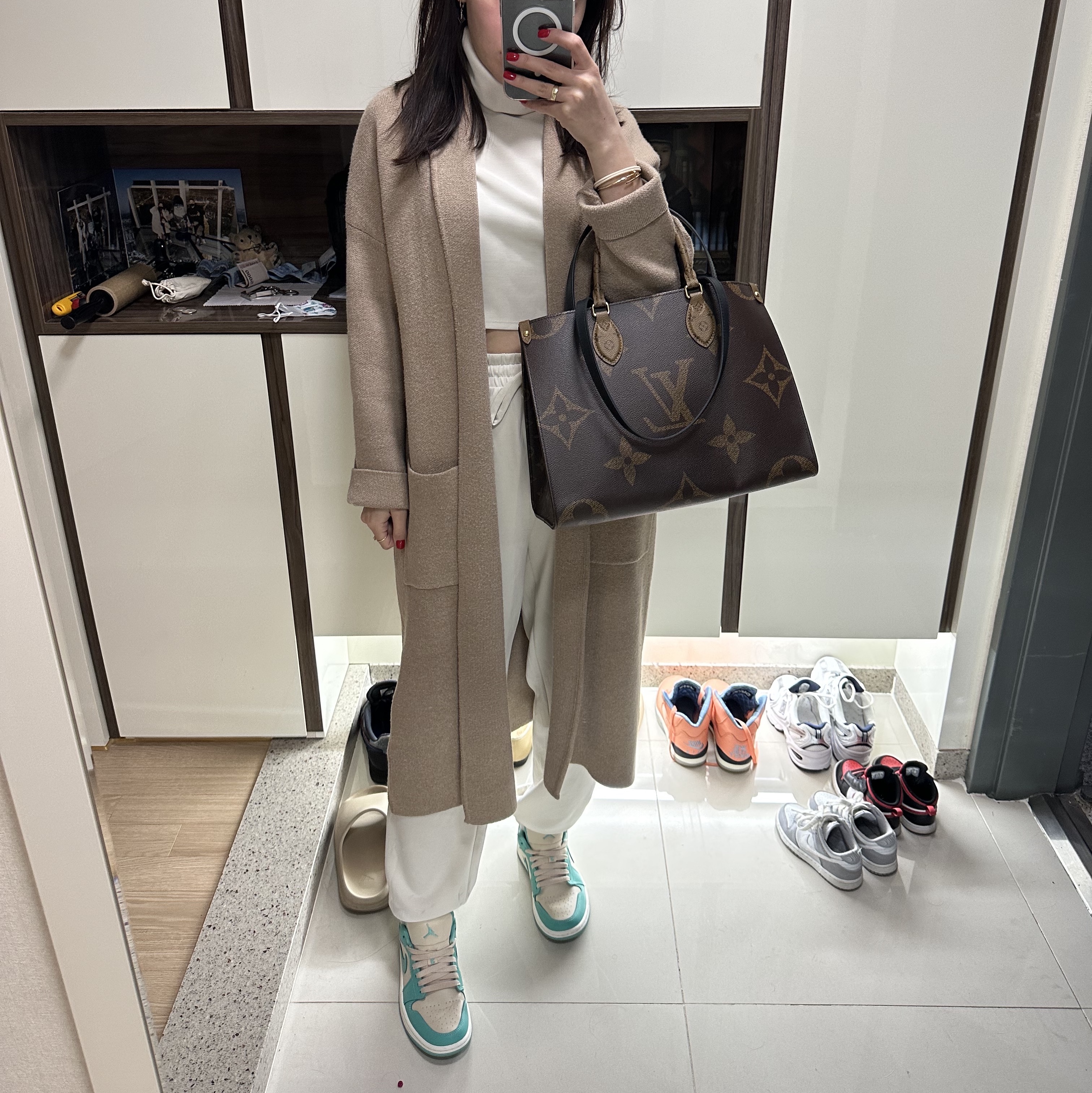 (W) Jordan 1 Low Sanddrift Washed Teal 착용 스타일 - 1