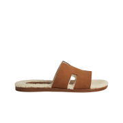 Hermes Izmir Sandal Suede Goatskin Woolskin & Marron Teck Ecru