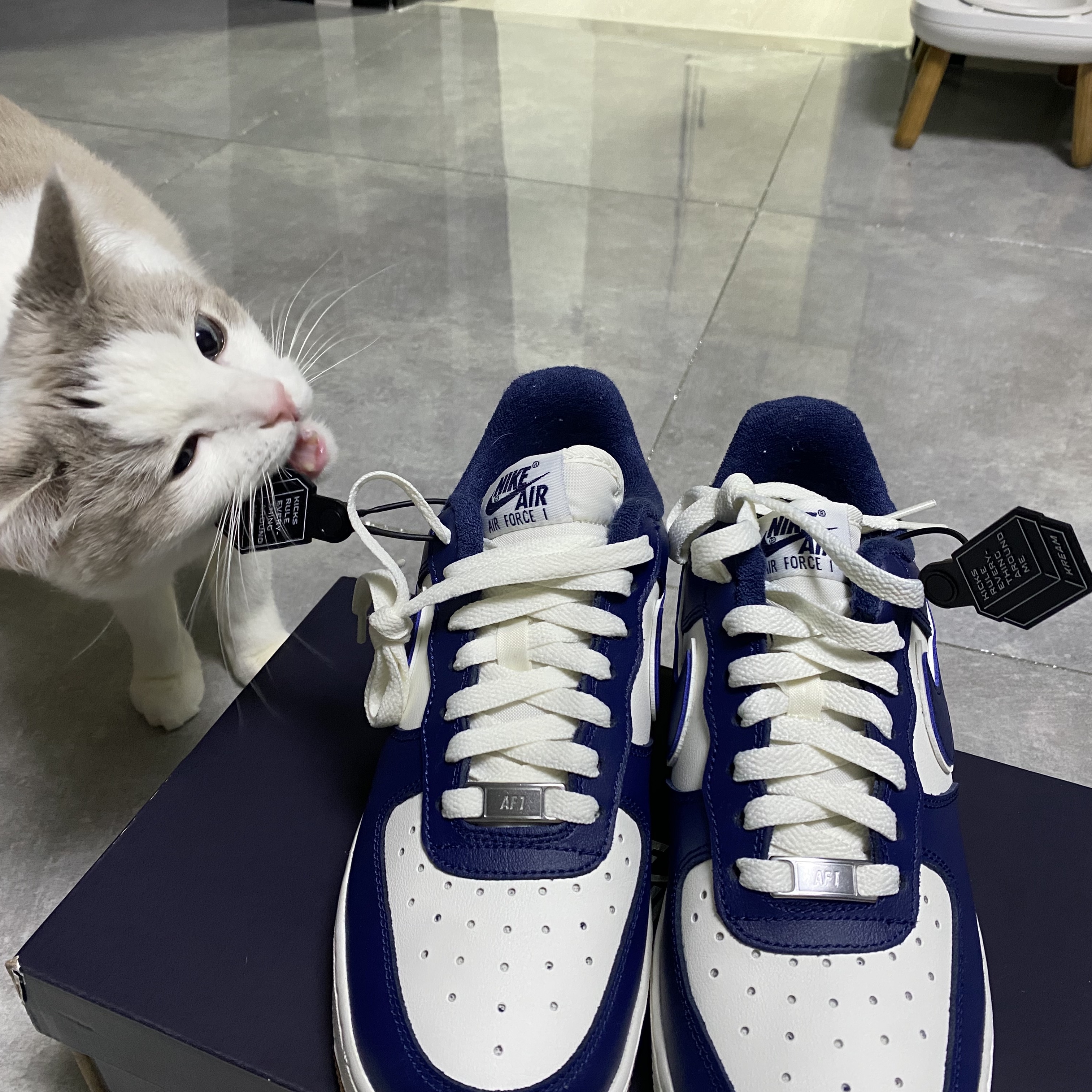 Nike Air Force 1 '07 LV8 Midnight Navy 착용 스타일
