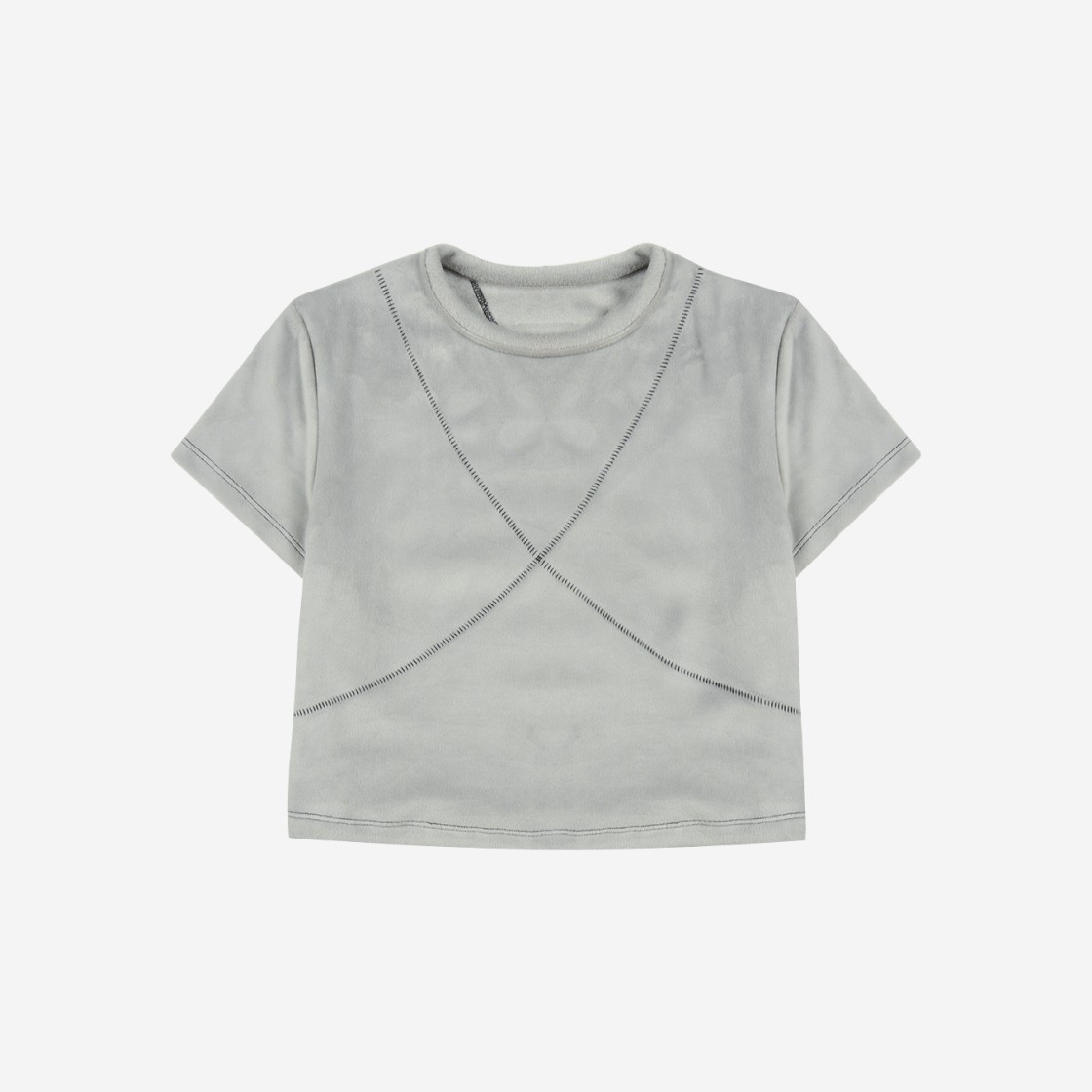 (W) Matin Kim Velour Stitch Crop Top Grey 상세 이미지 1