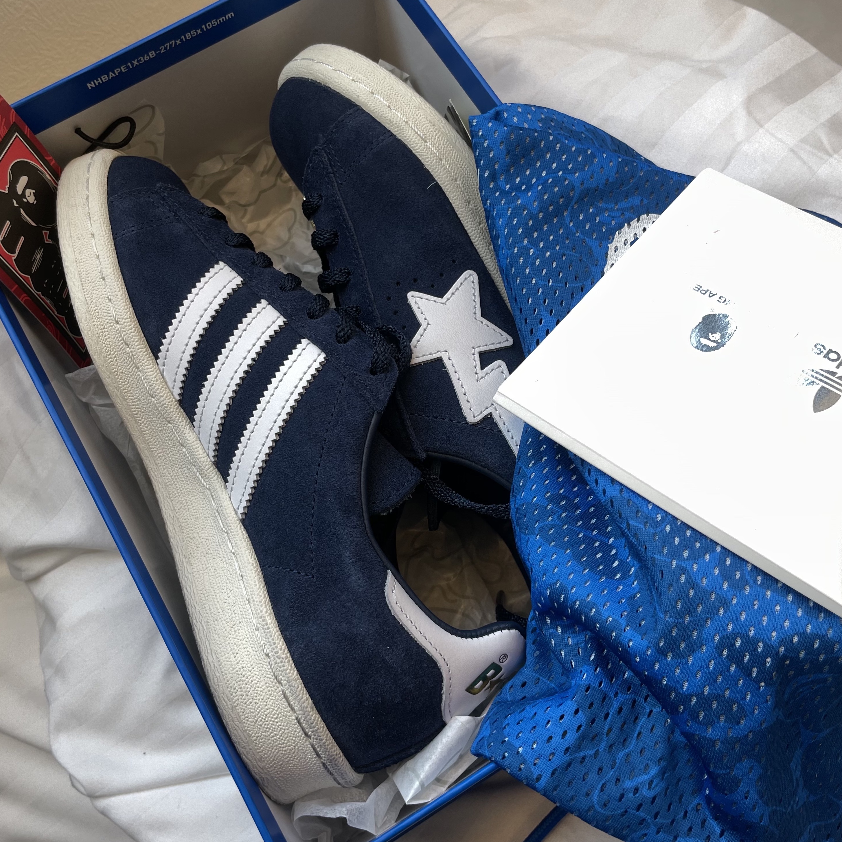 Adidas x BAPE Campus 80s Collegiate Navy 착용 스타일