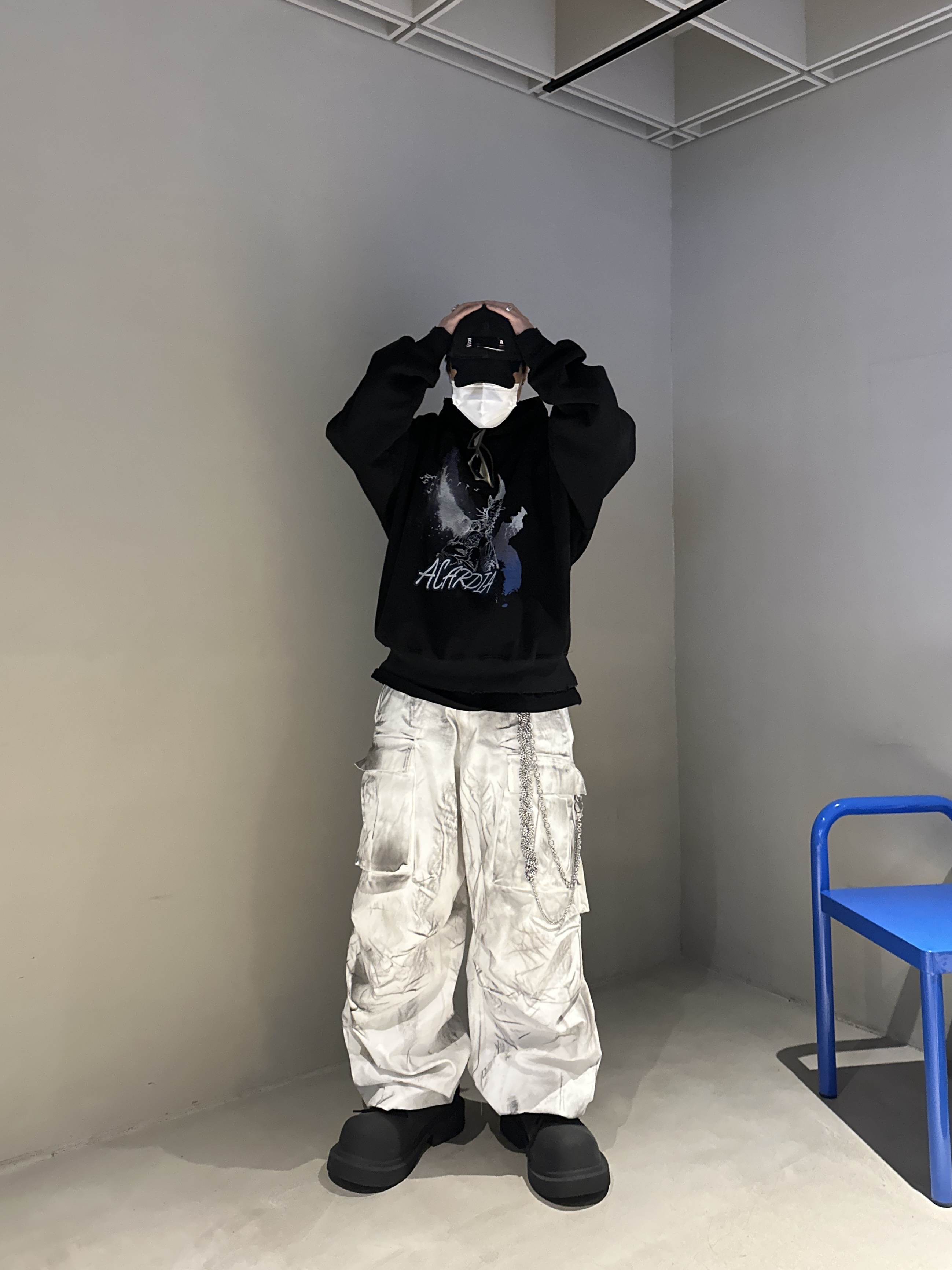 Balenciaga Steroid Derby Black, Balenciaga Gaffer Cap Black 착용 스타일 - 4