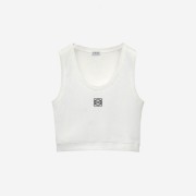 (W) Loewe Anagram Cropped Tank Top in Cotton White Navy Blue