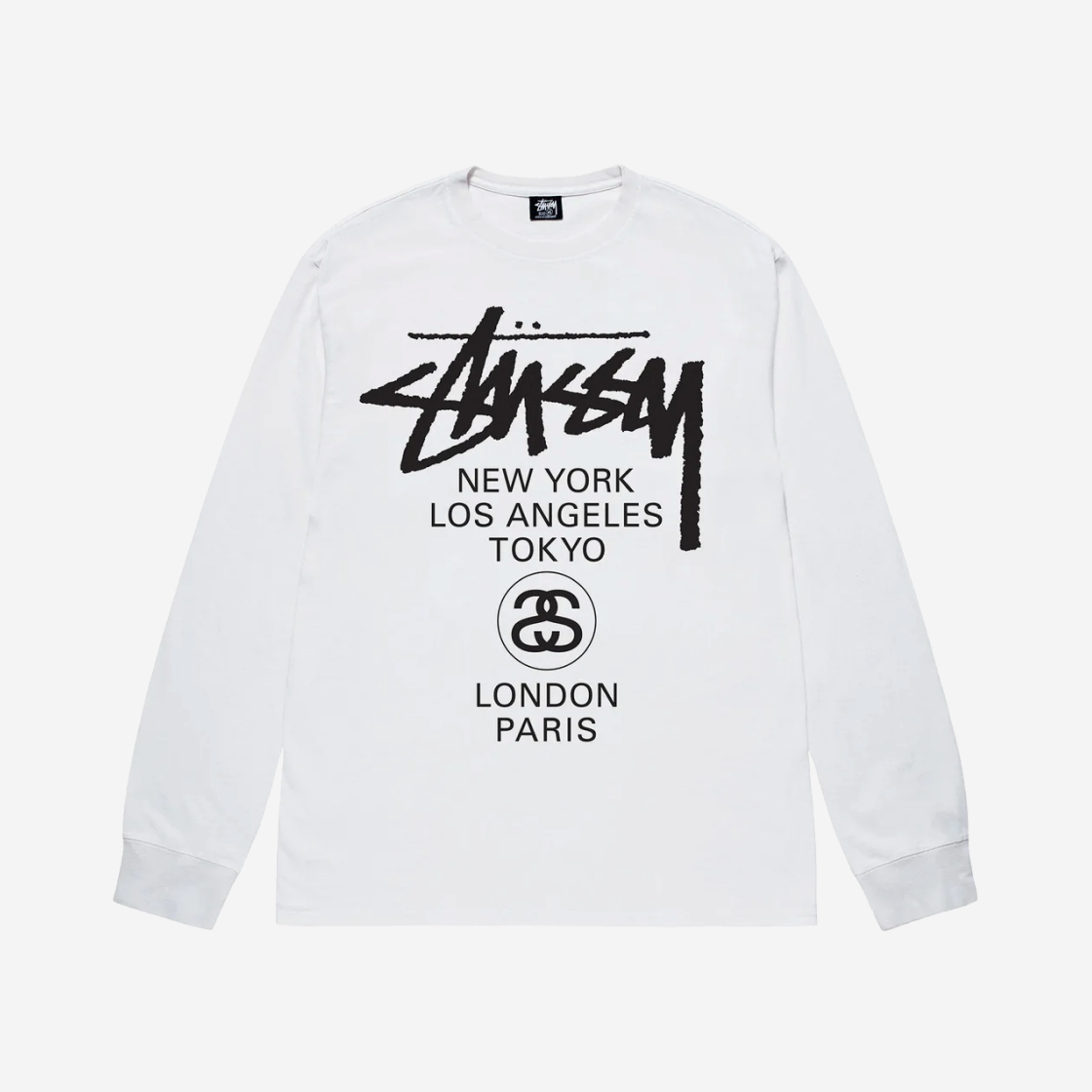 스투시 월드투어 롱슬리브 티셔츠 화이트 2023 | Stussy | KREAM