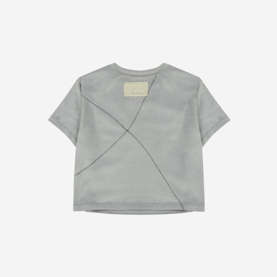 (W) Matin Kim Velour Stitch Crop Top Grey 상세 이미지 2