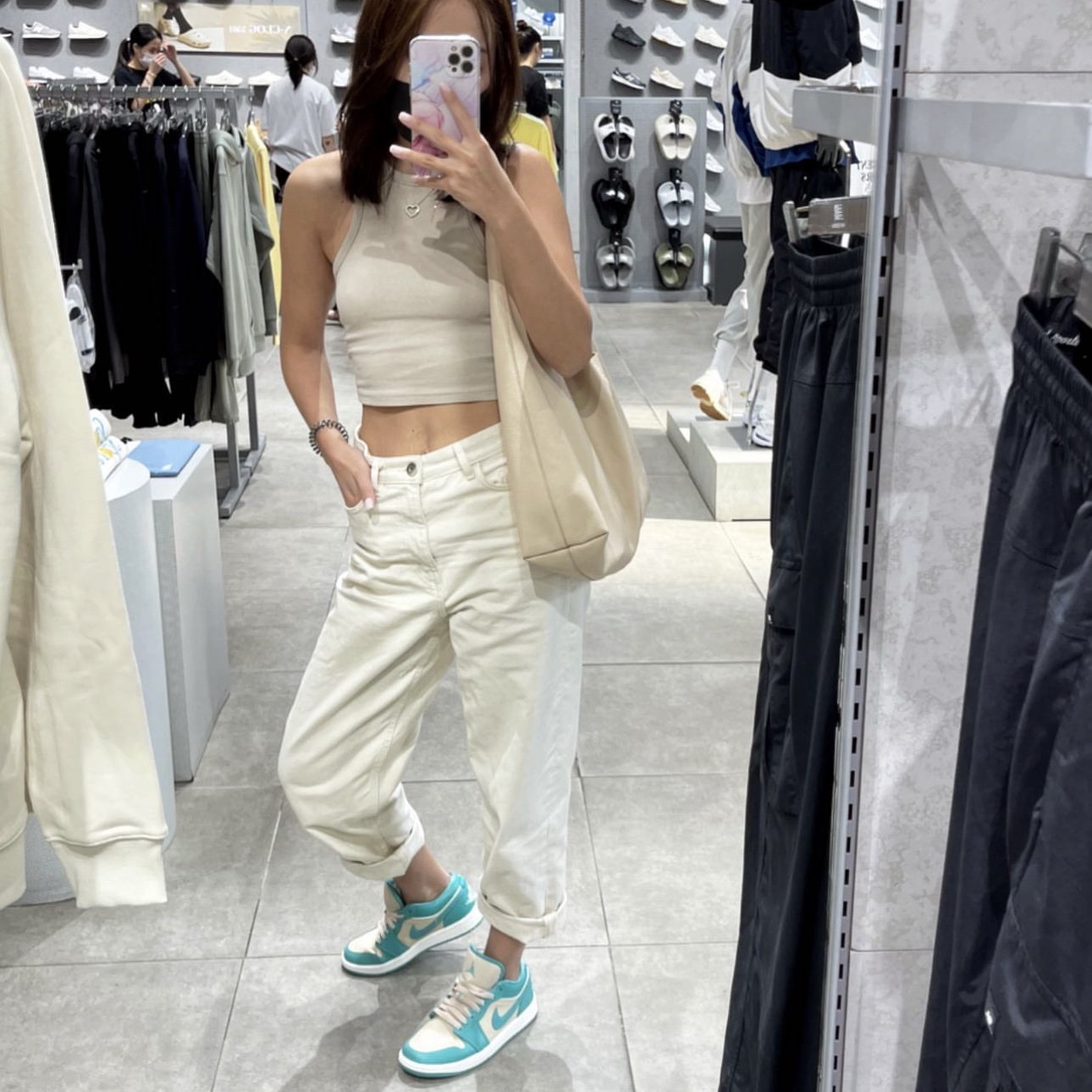 (W) Jordan 1 Low Sanddrift Washed Teal 착용 스타일 - 2