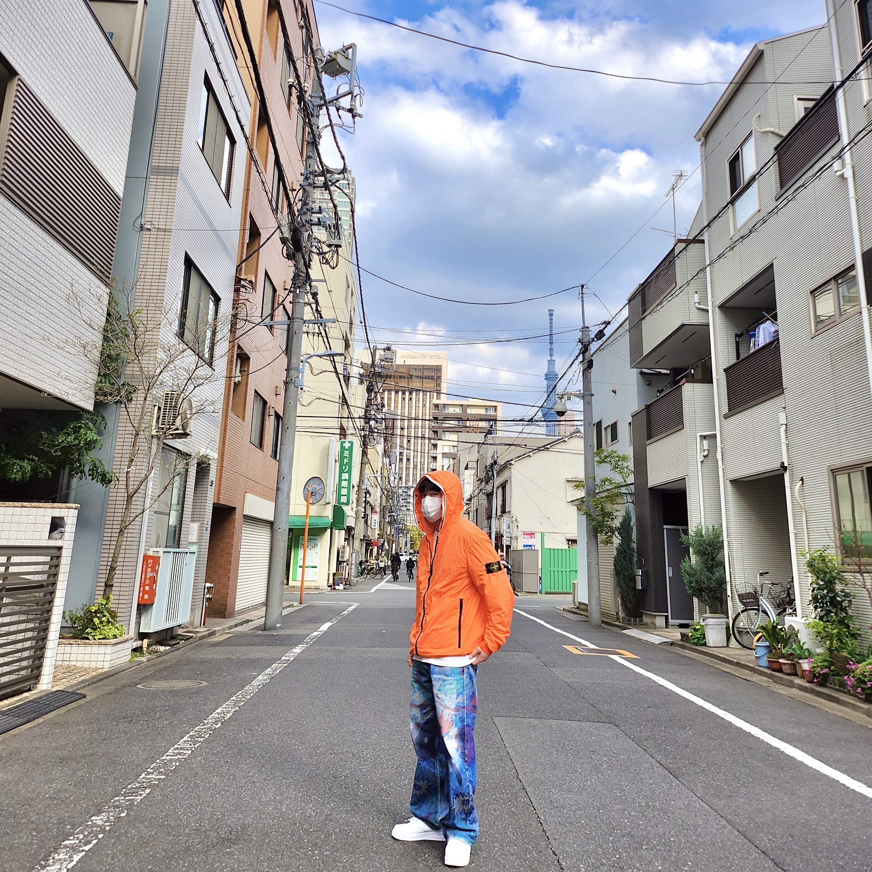 Stone Island 41131 Skin Touch Nylon-TC Garment Dyed Hooded Blouson Orange - 22SS, Our Legacy Third Cut Digital Chalk Flower Denim 착용 스타일 - 3