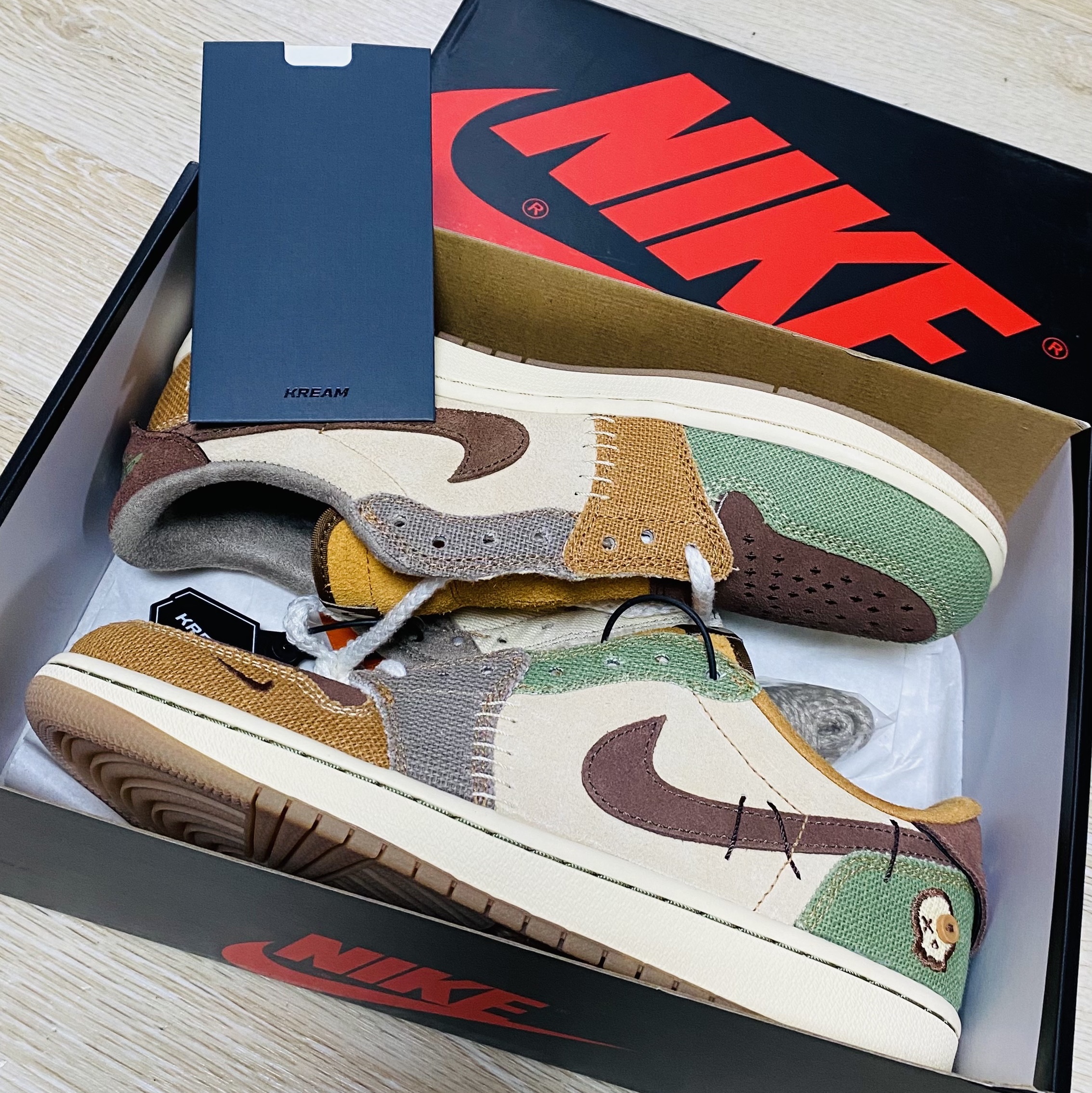 Jordan 1 x Zion Williamson Retro Low OG Flax and Oil Green 착용 스타일
