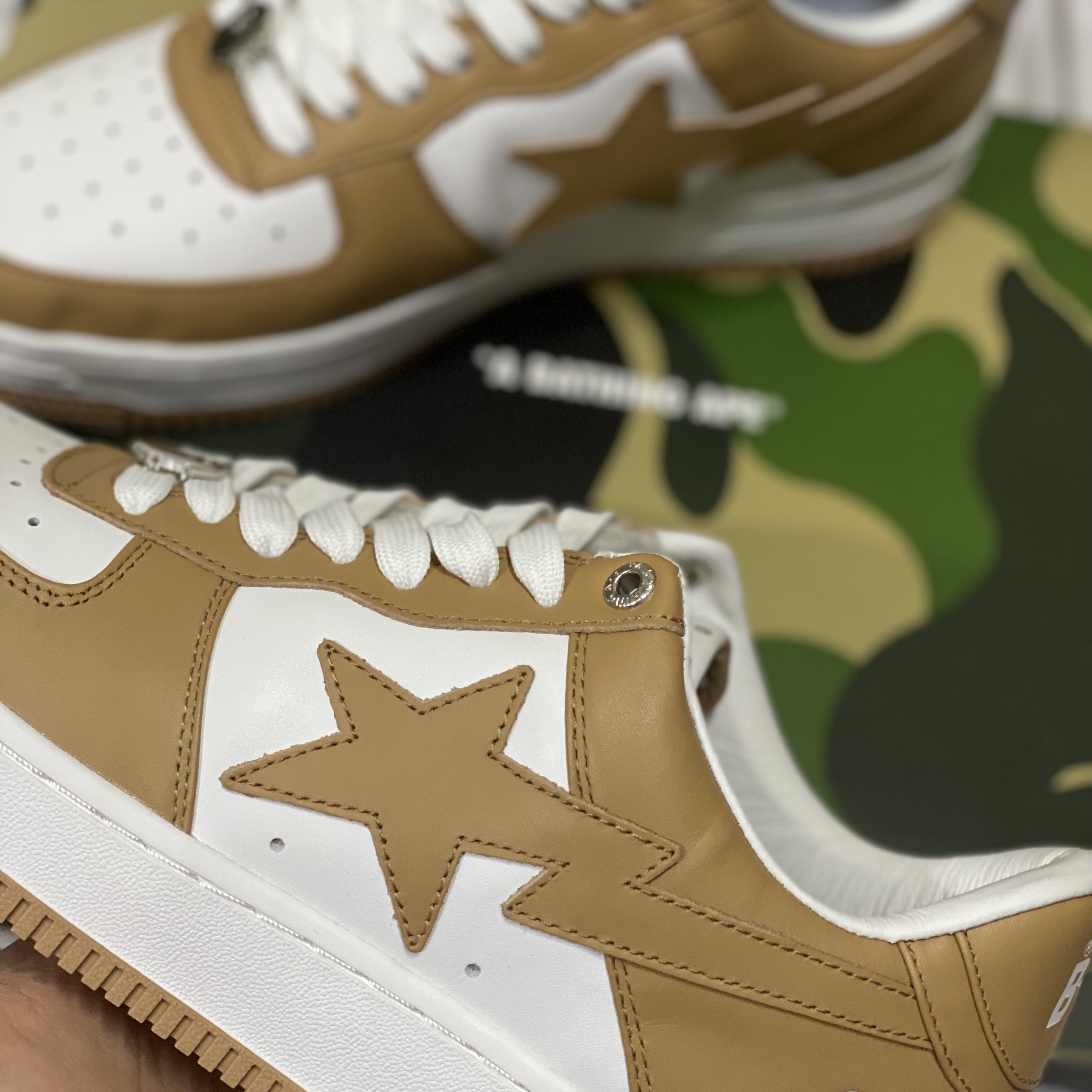 BAPE Bape Sta Low #4 Beige White 착용 스타일
