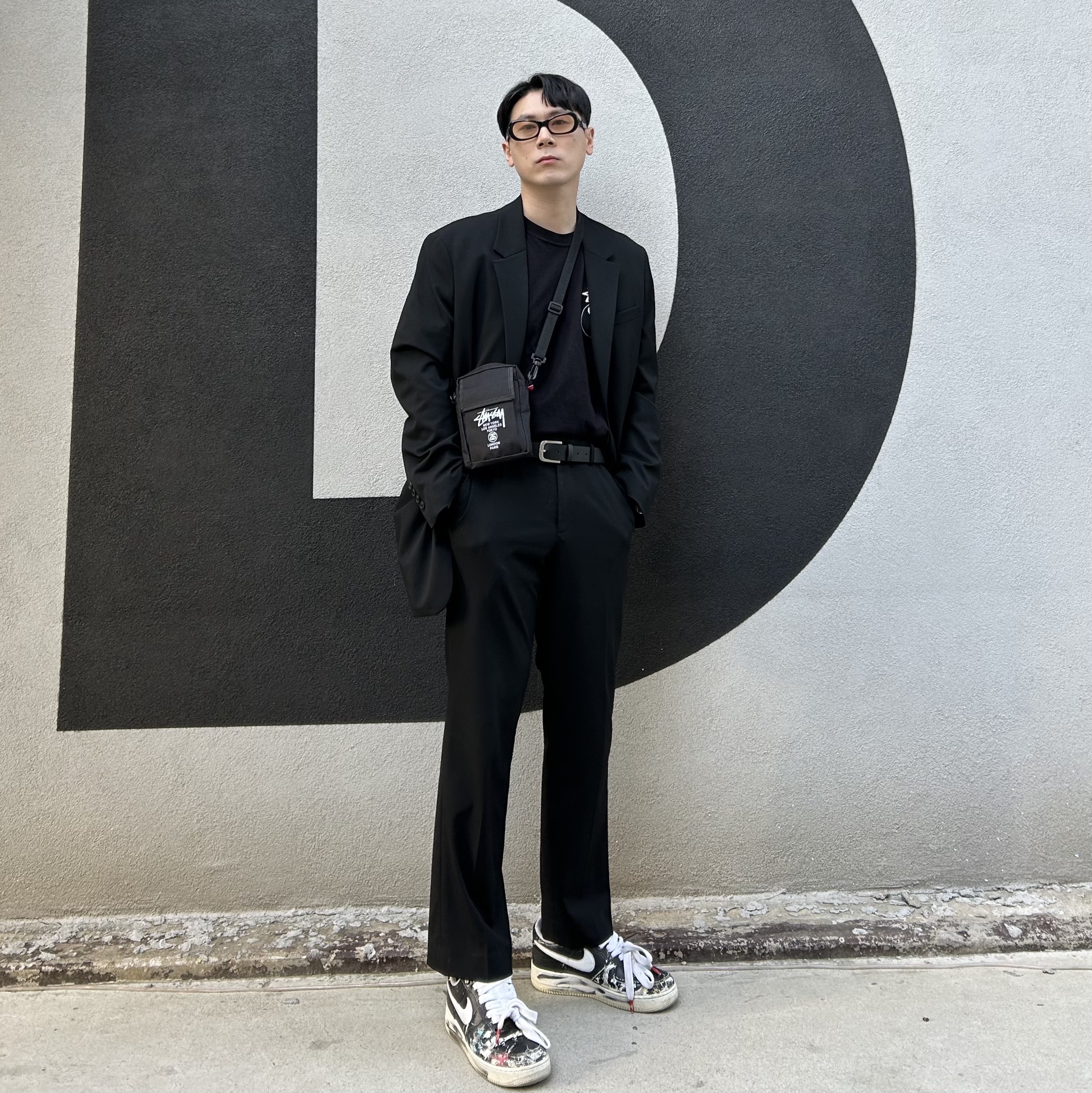 Nike x Peaceminusone Air Force 1 Low Para-Noise, Stussy 8 Ball T-Shirt Black - 22SS 착용 스타일