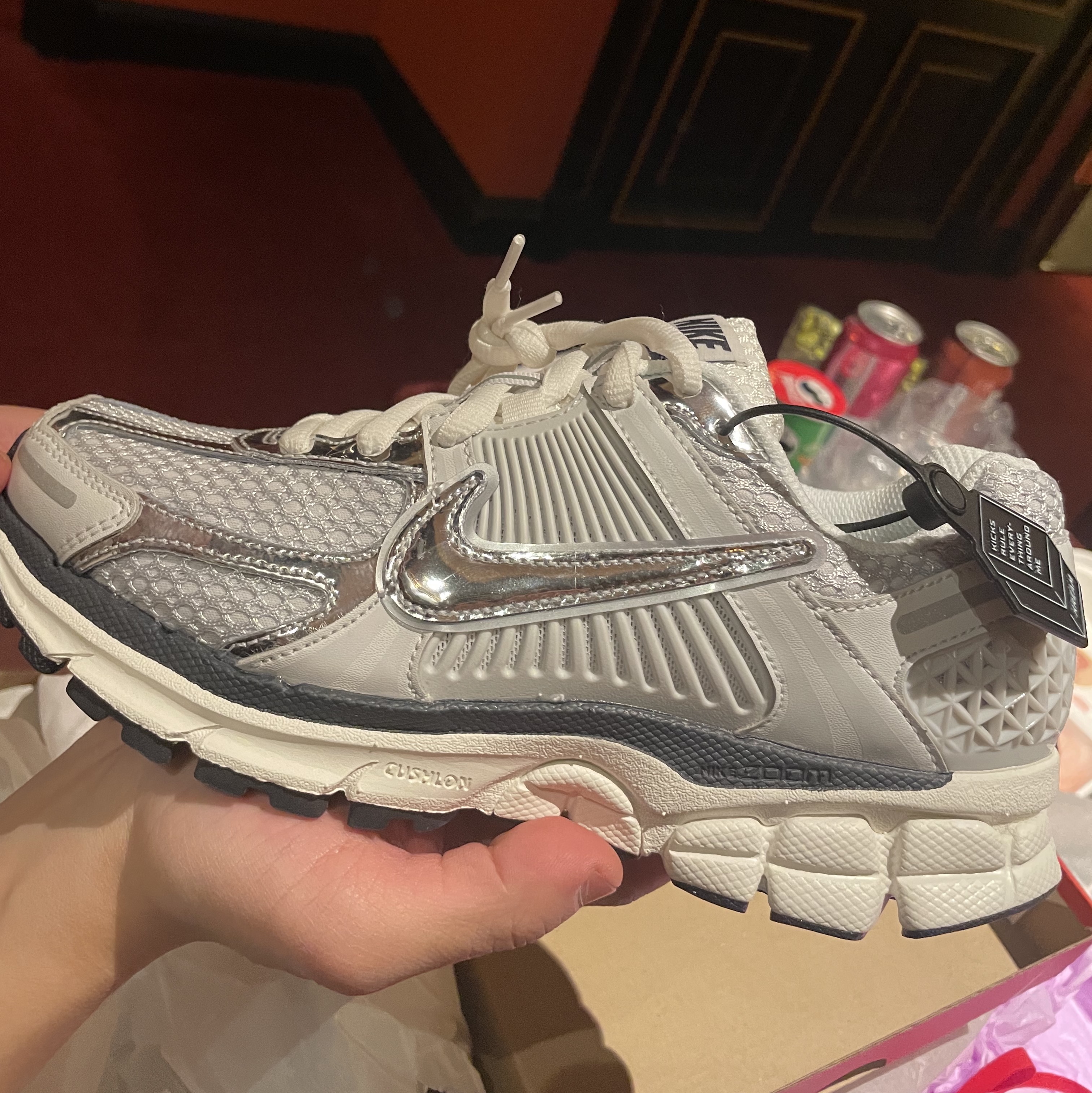 (W) Nike Zoom Vomero 5 Photon Dust and Metallic Silver 착용 스타일