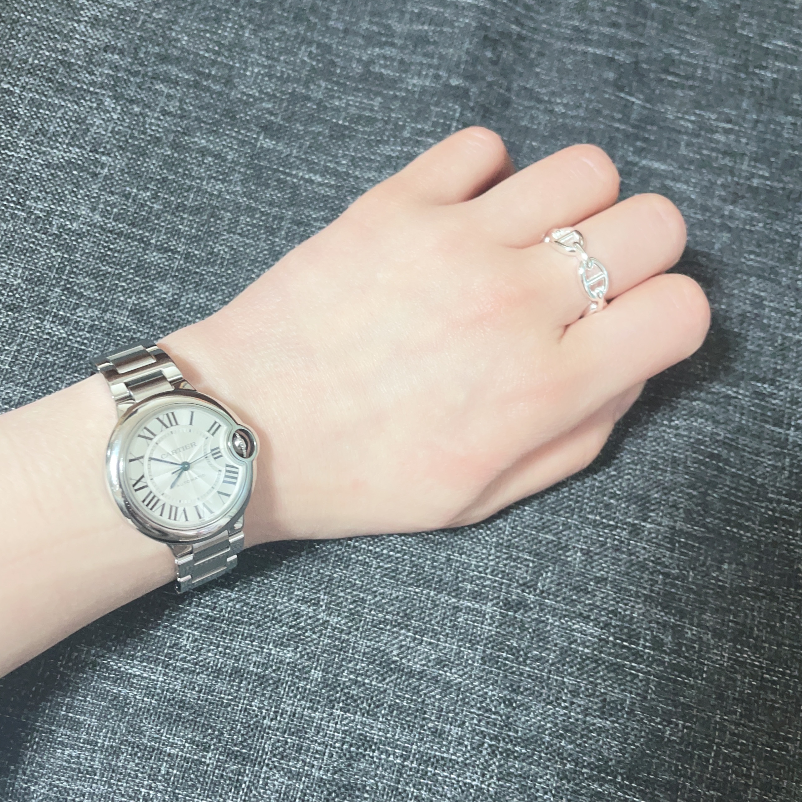 (W) Hermes Small Chaine D'Ancre Enchainee Ring Sterling Silver 착용 스타일