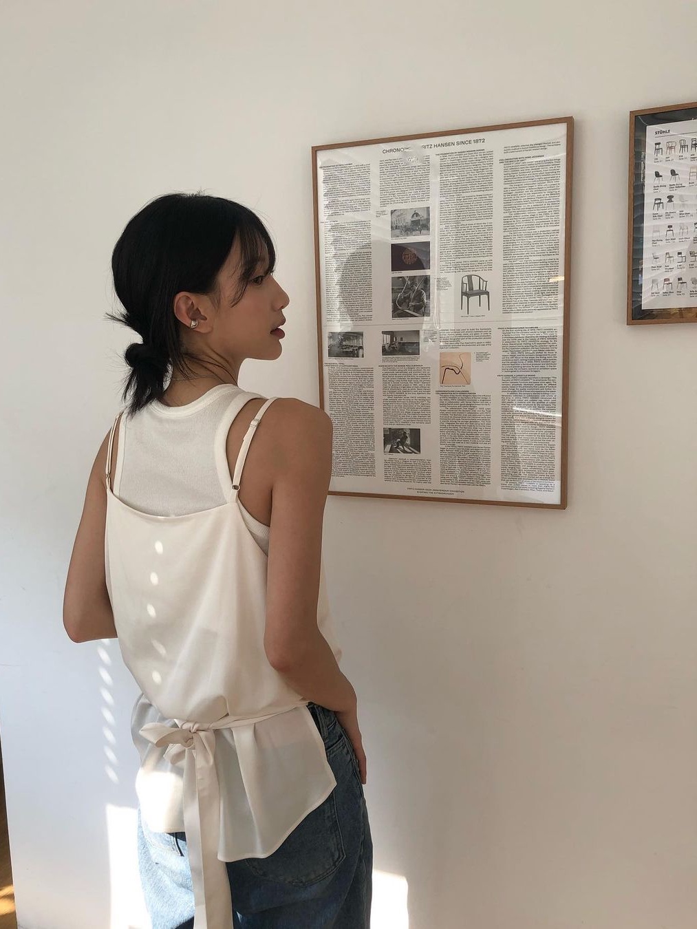 Haveless Women Cecil Back Ribbon Blouse Creme 착용 스타일