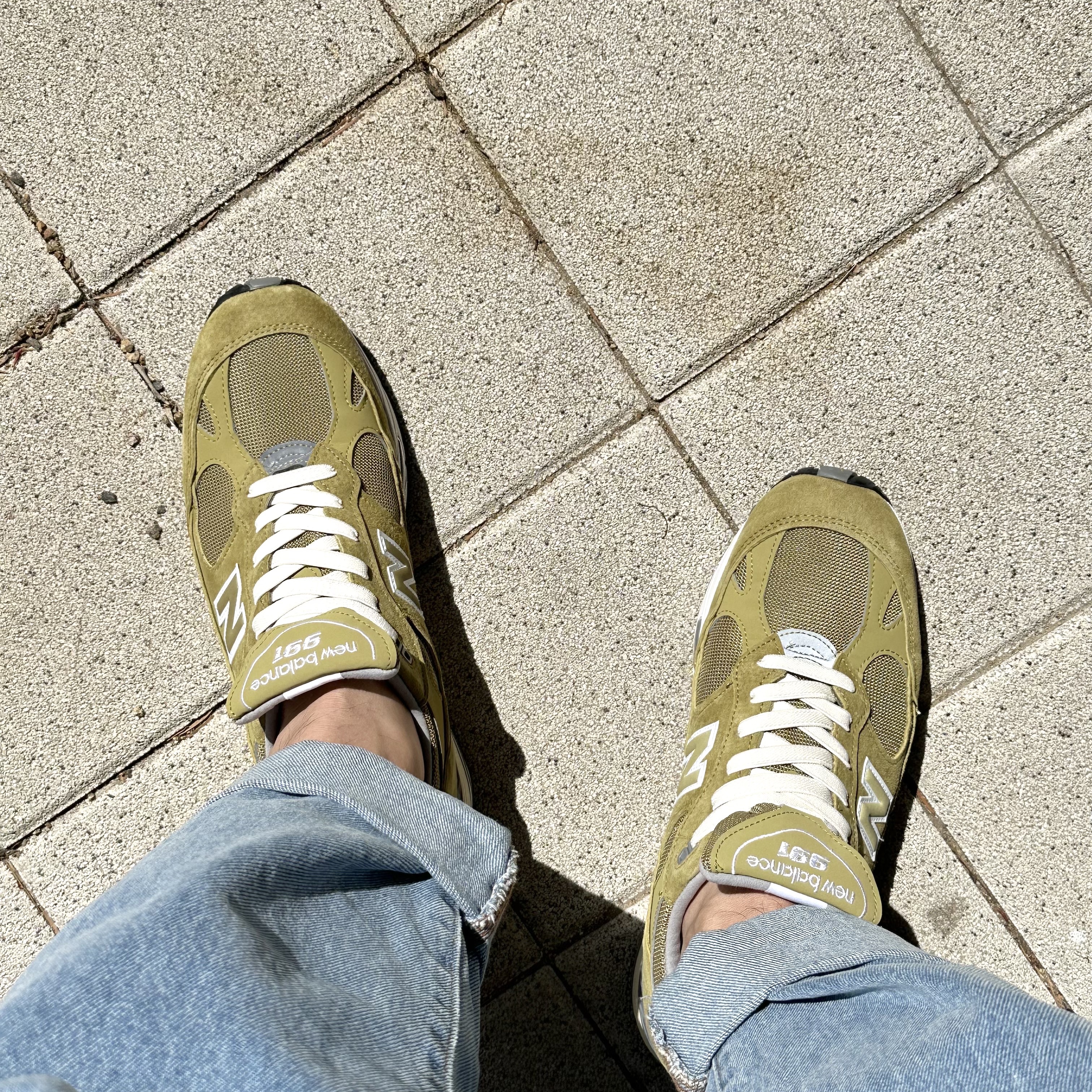New Balance 991 Made in UK Green Moss 착용 스타일 - 2