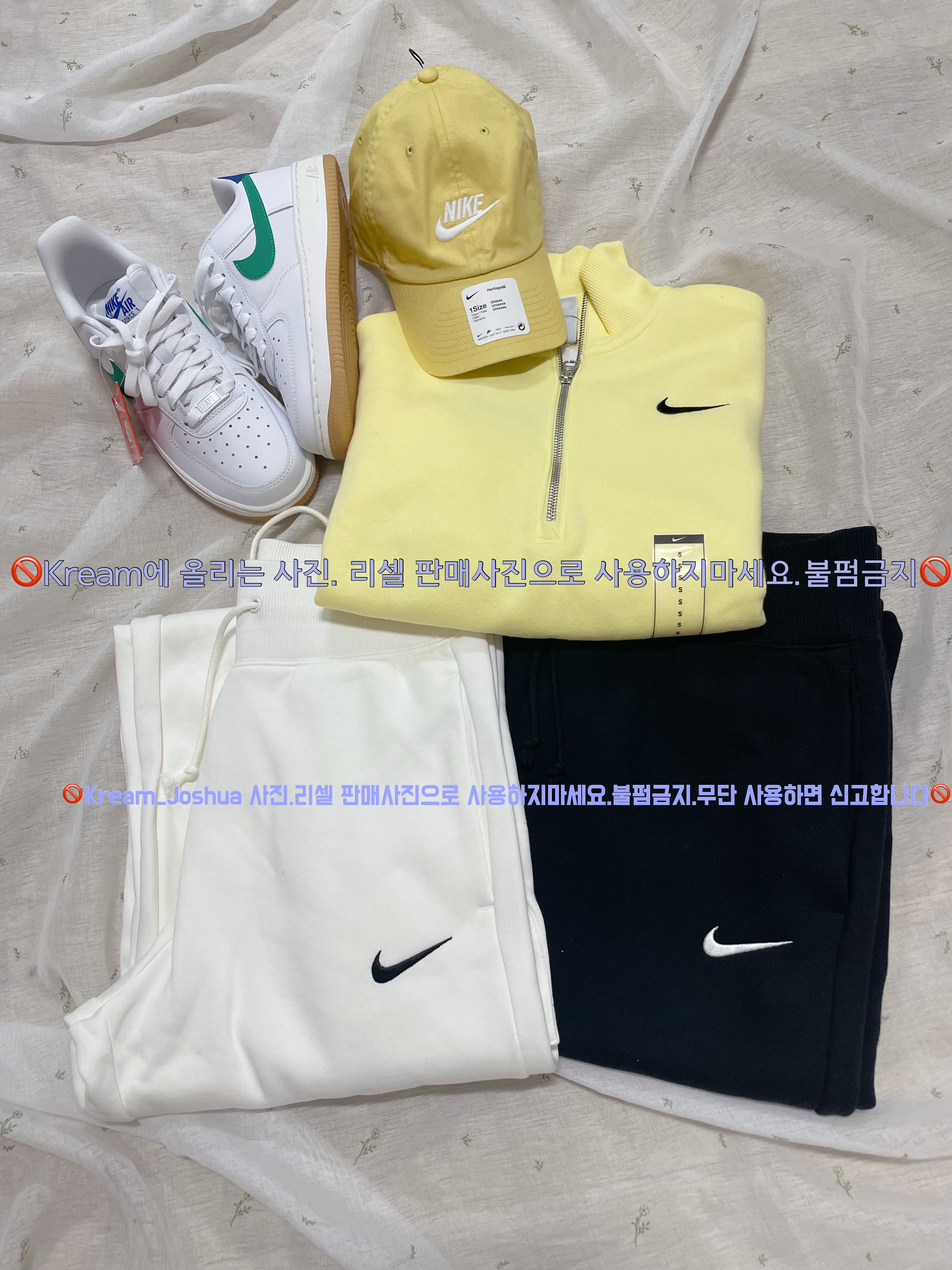 (W) Nike Air Force 1 '07 White Stadium Green, Nike Heritage 86 Futura Washed Cap Gold 착용 스타일 - 1