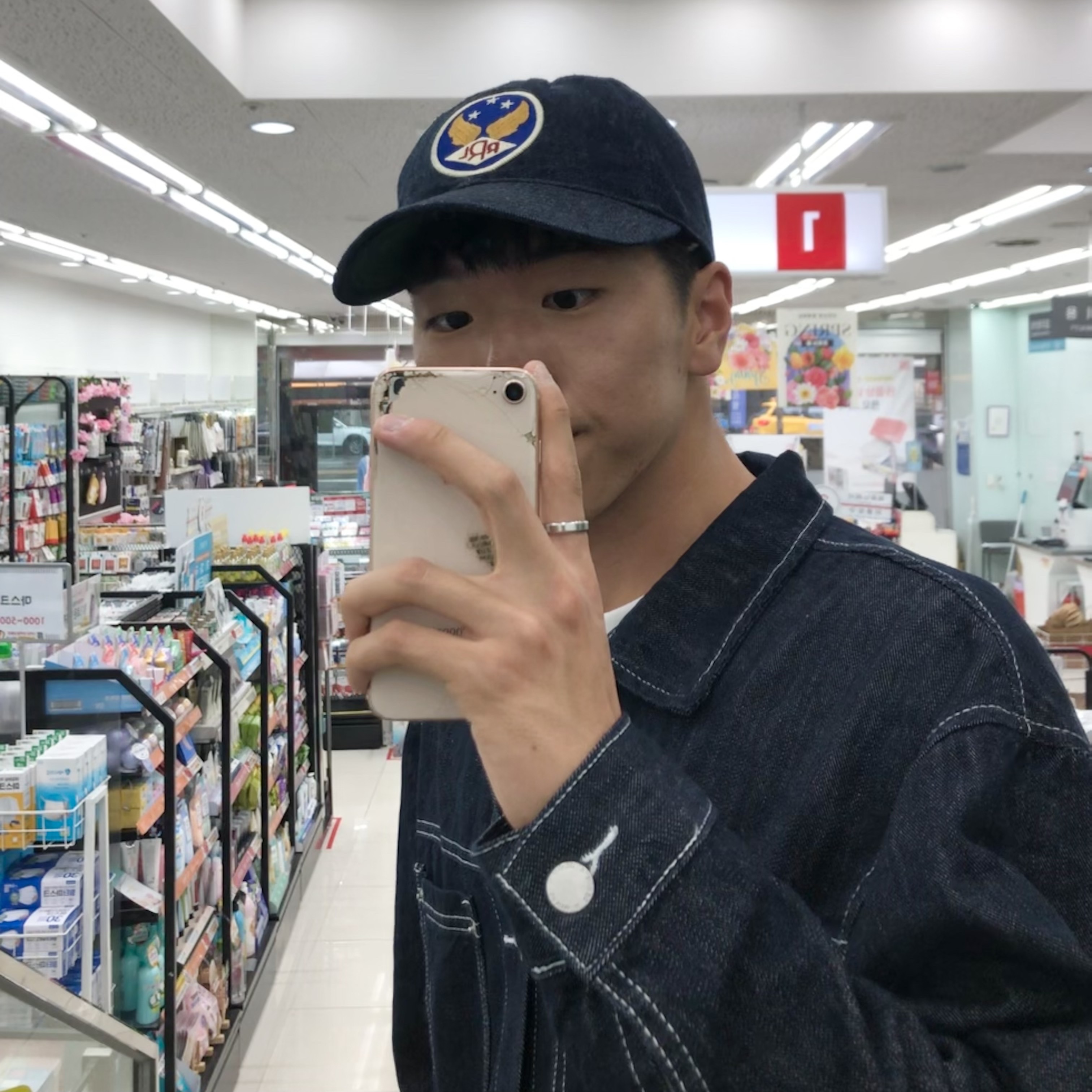 Double RL Garment Dyeing Twill Ball Cap Indigo 착용 스타일 - 5