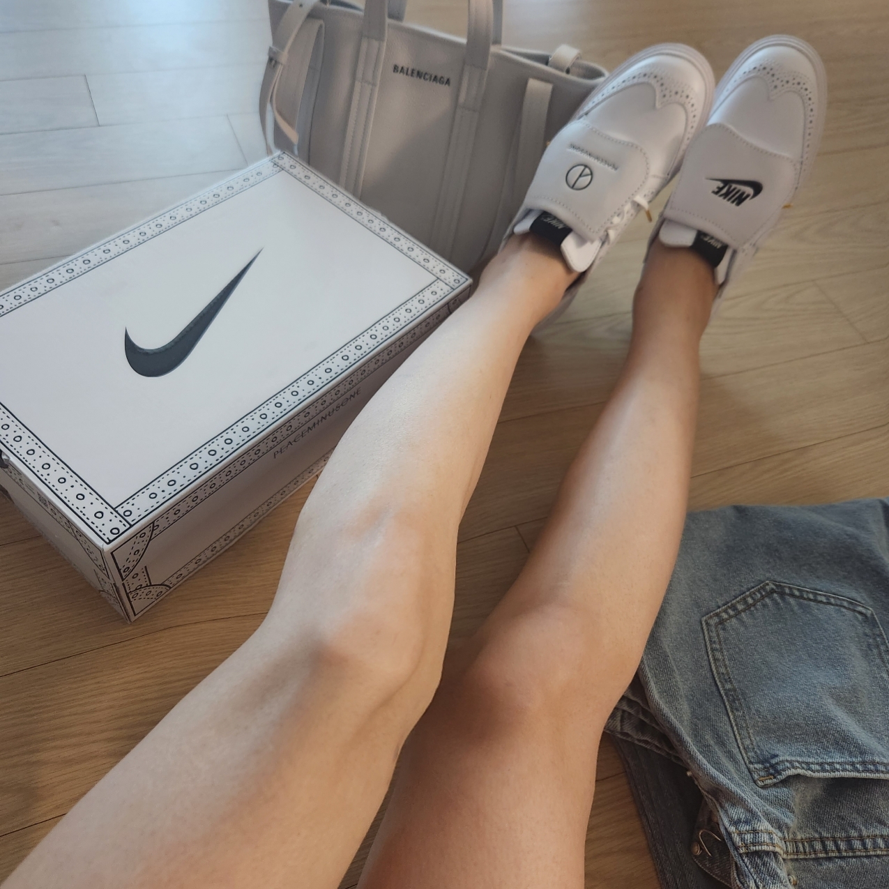 Nike x Peaceminusone Kwondo1 White 착용 스타일 - 1