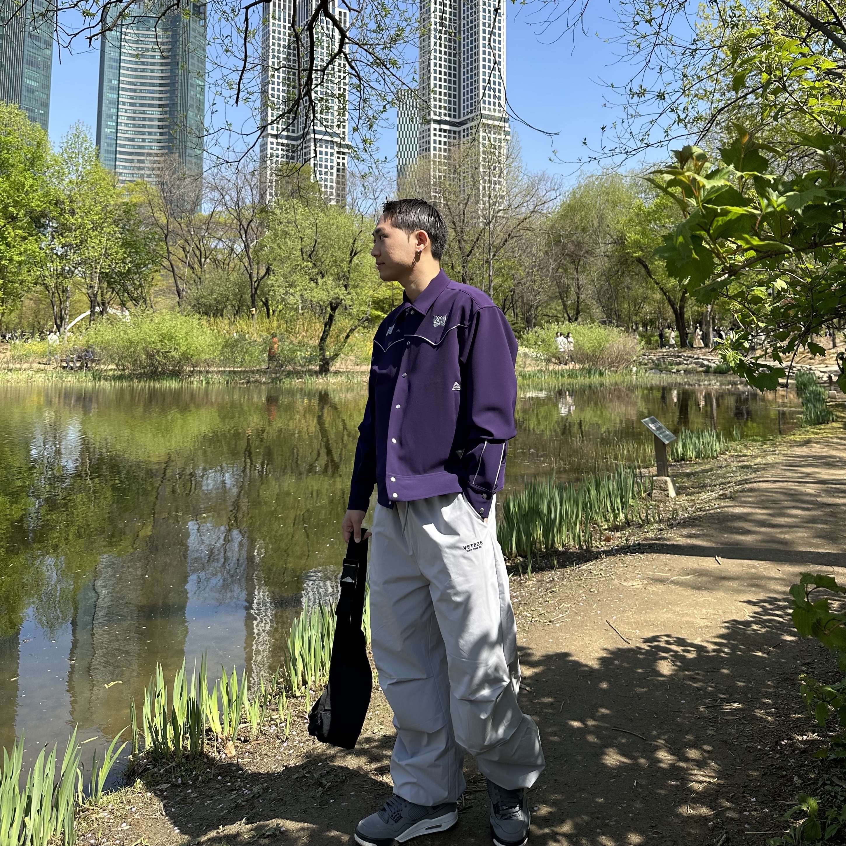 Needles Piping Cowboy Jacket Dark Purple, Jordan 4 Retro Cool Grey 2019 착용 스타일 - 2