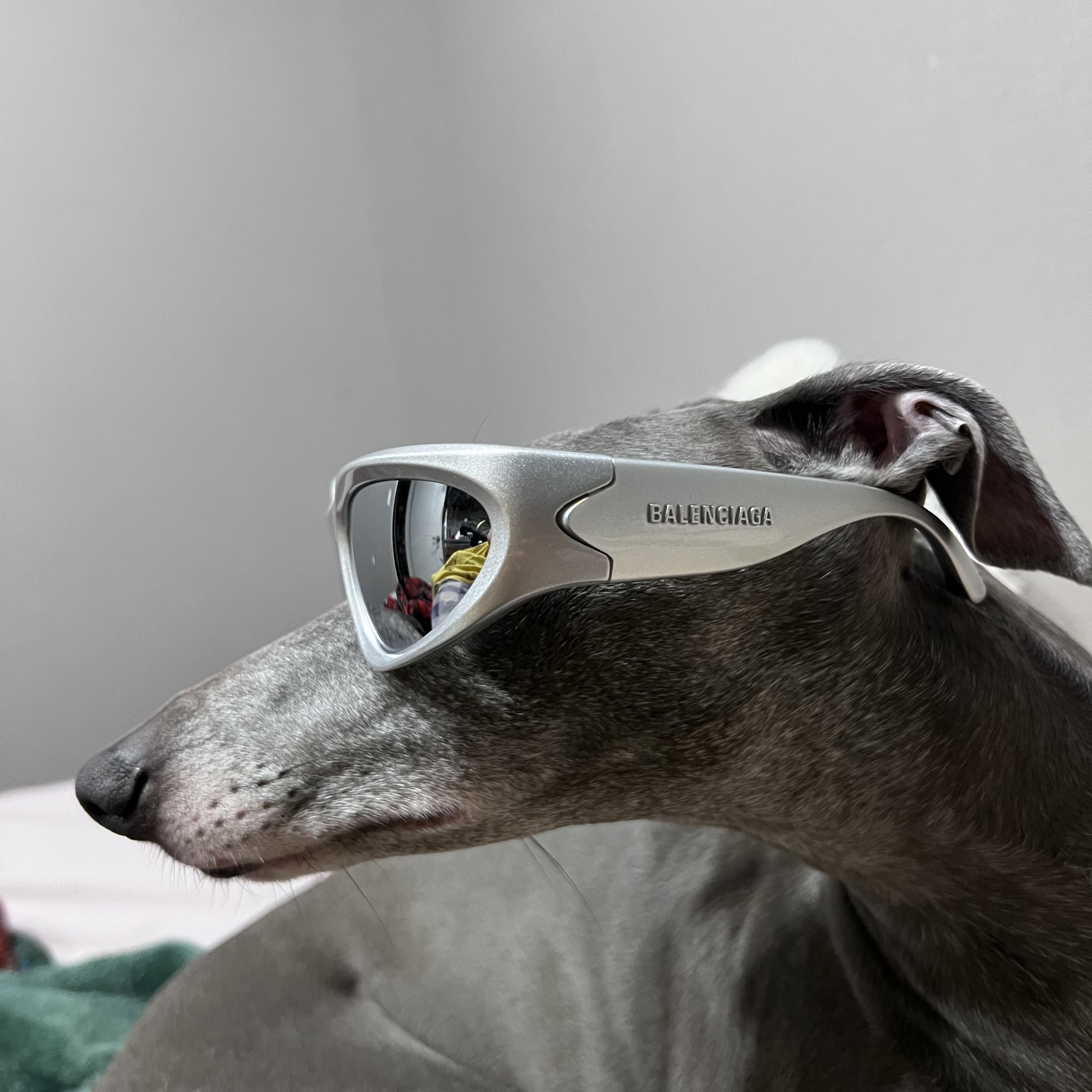 Balenciaga Swift Oval Sunglasses Silver 착용 스타일 - 3
