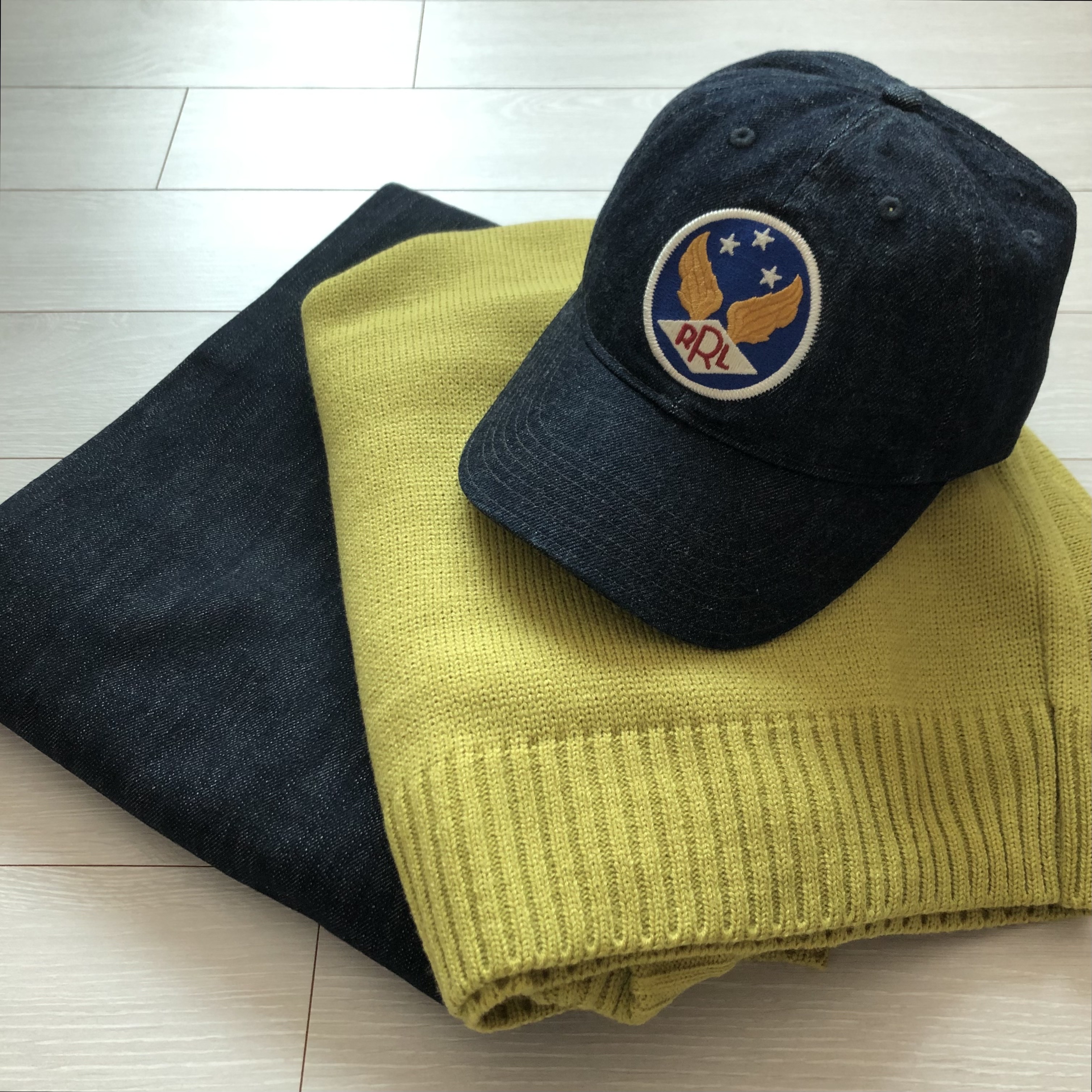 Double RL Garment Dyeing Twill Ball Cap Indigo 착용 스타일 - 1