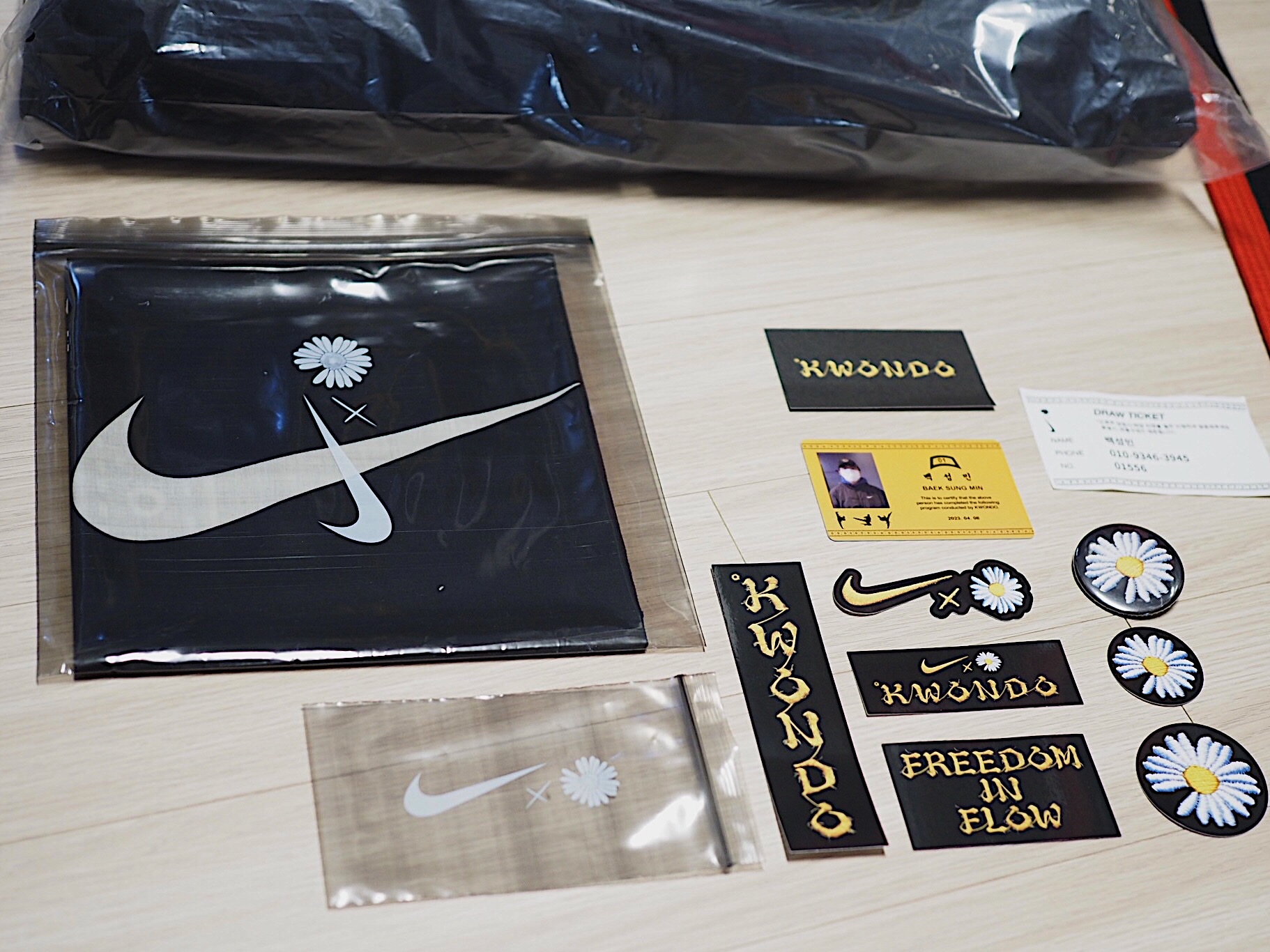 Nike x Peaceminusone Kwondo1 Black and White, Nike x Peaceminusone LS T-Shirt Black (DR0098-010) 착용 스타일 - 5