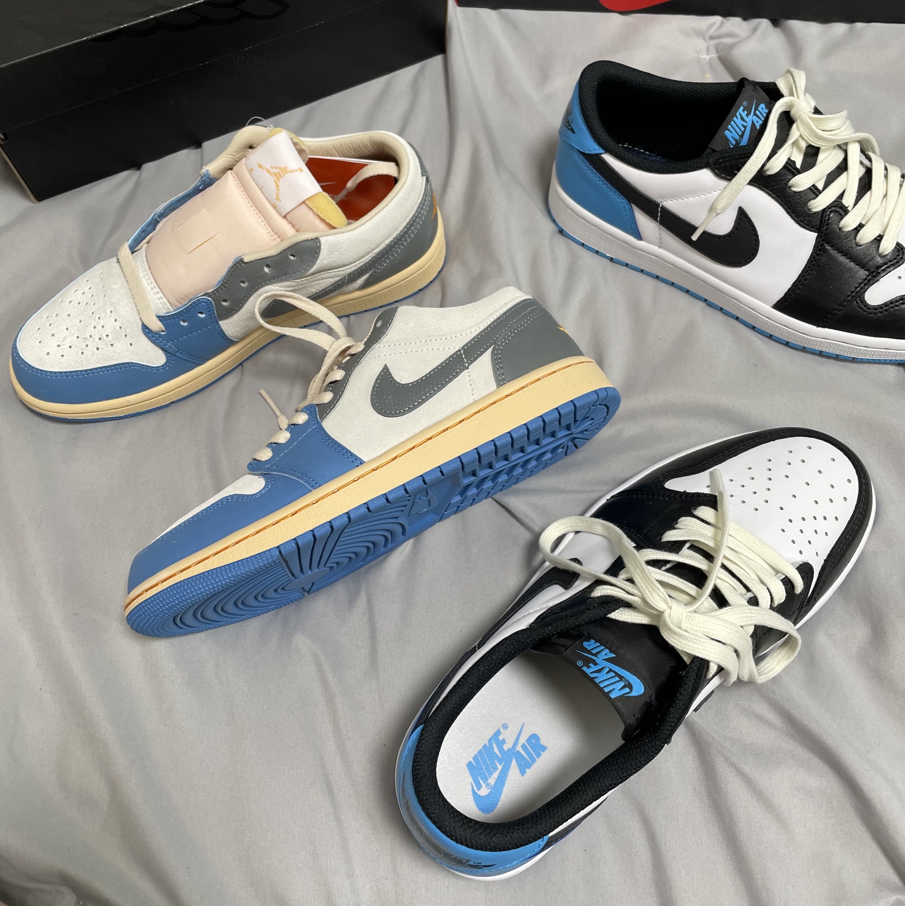 Jordan 1 Retro Low OG Black and Dark Powder Blue, Jordan 1 Low SE Tokyo 96 착용 스타일 - 2